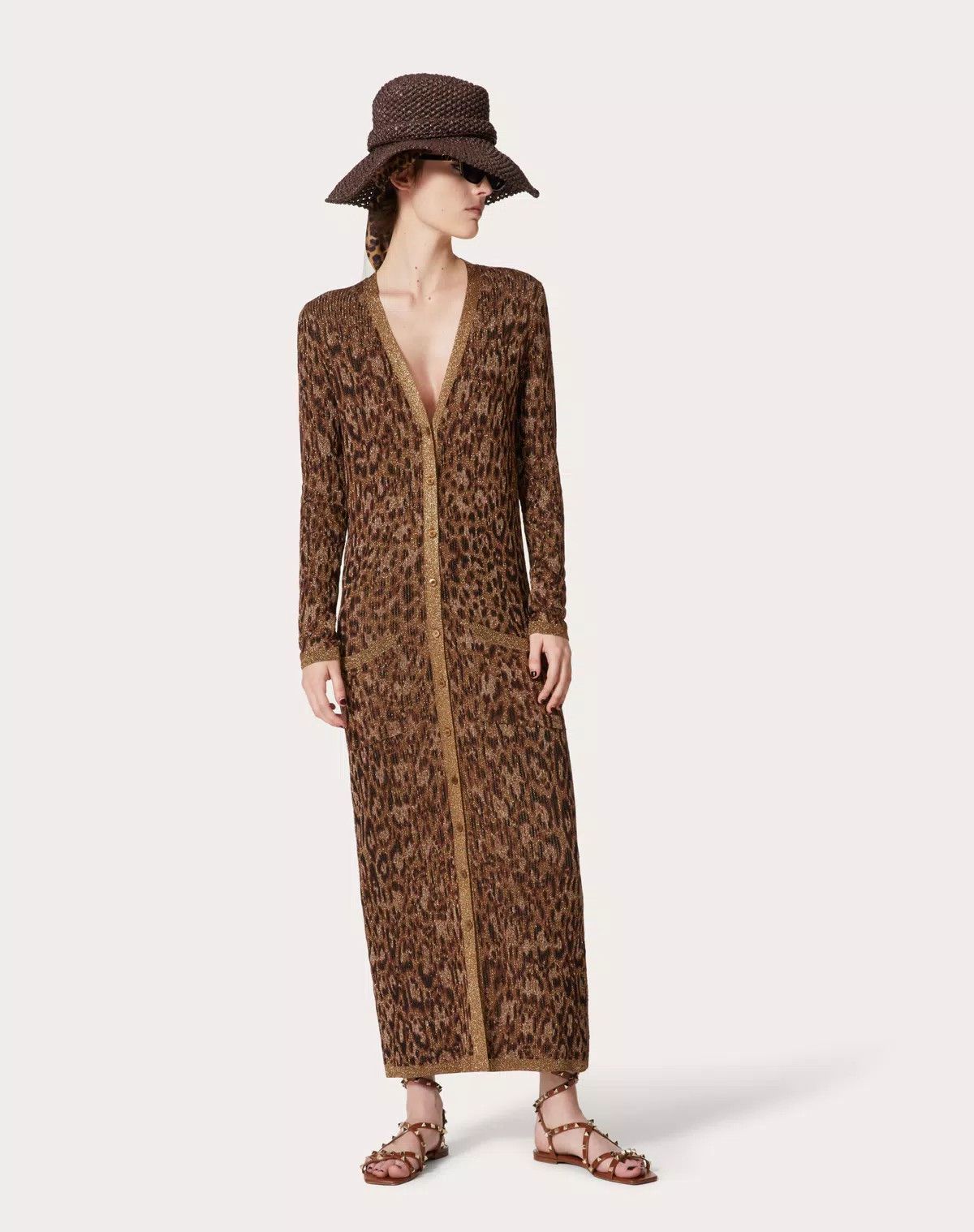 Valentino o1s1wg110426 Cardigan Animalier Jacquard Lurex Cotton Size XL / US 12-14 / IT 48-50 - 5 Thumbnail