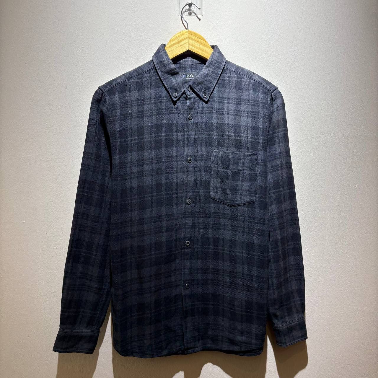 A.P.C. APC Plaid Black Grey Flannel Button Up Shirt Size US XS / EU 42 / 0 - 1 Thumbnail