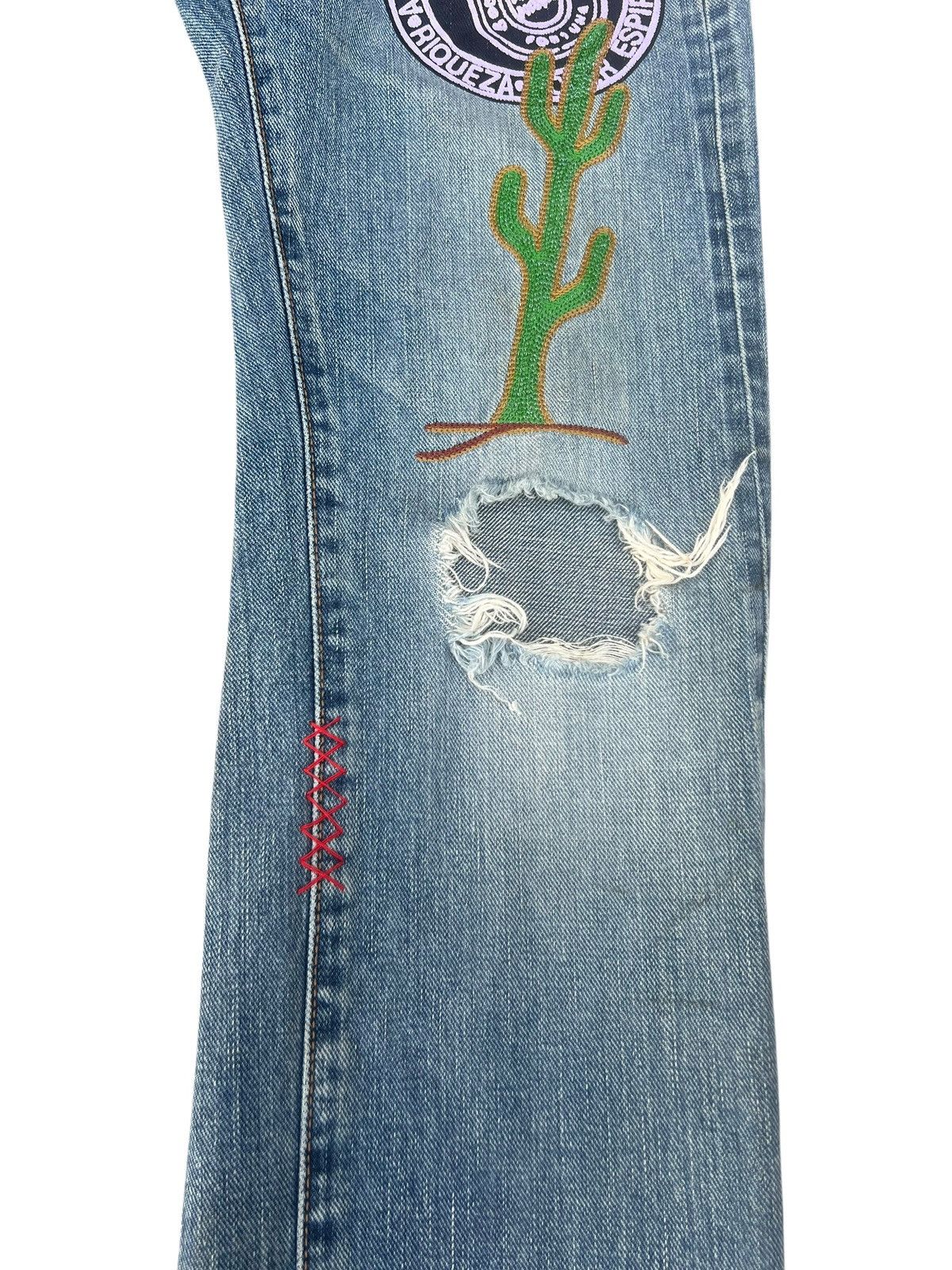 Lee Lee X TMT Japan Distress Embroidery Denim Selvedge Jeans Size US 29 - 11 Thumbnail