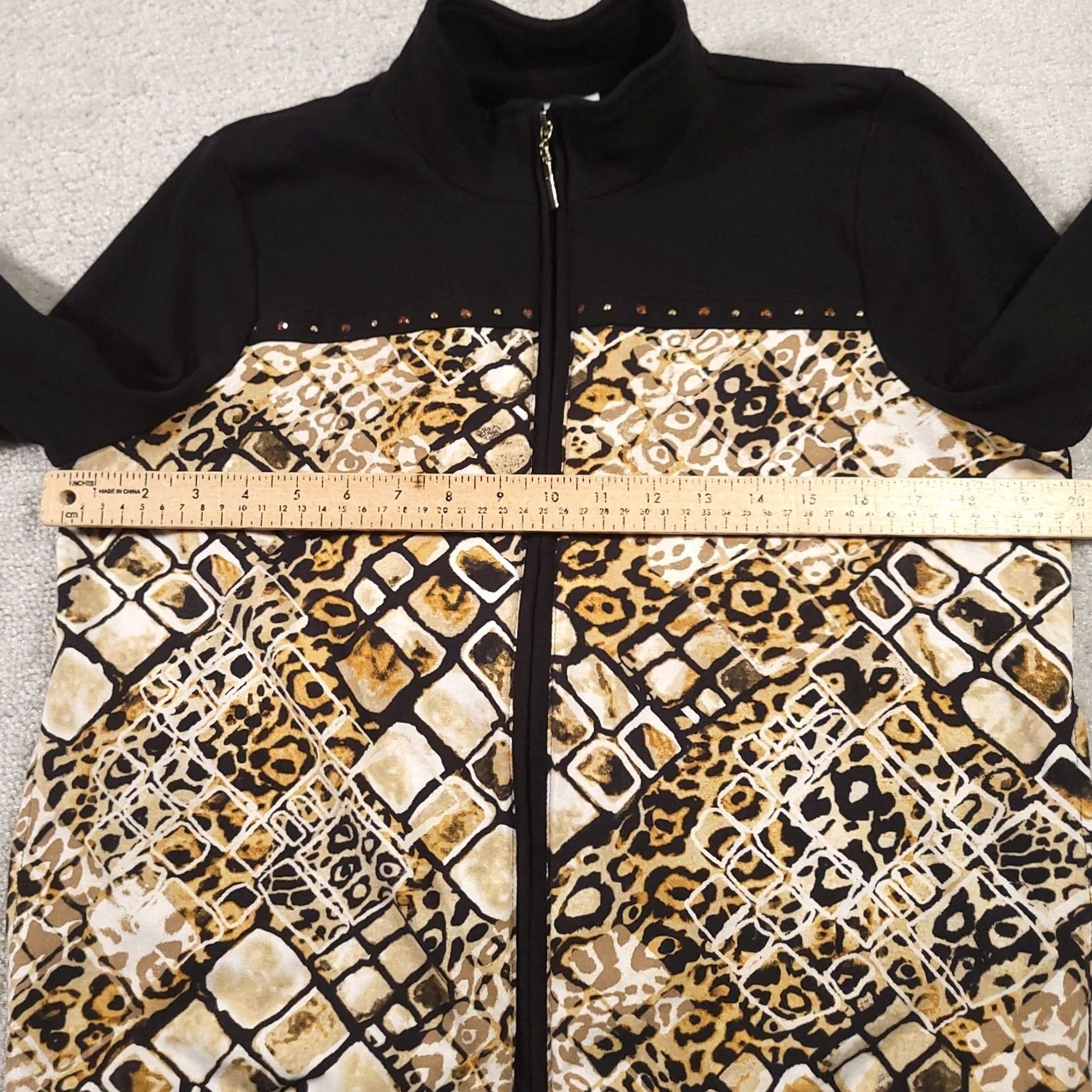 Vintage Alfred Dunner Black Zip Up Jacket Blazer Size 6P Animal Print Jacket Womens Size M / US 6-8 / IT 42-44 - 3 Thumbnail