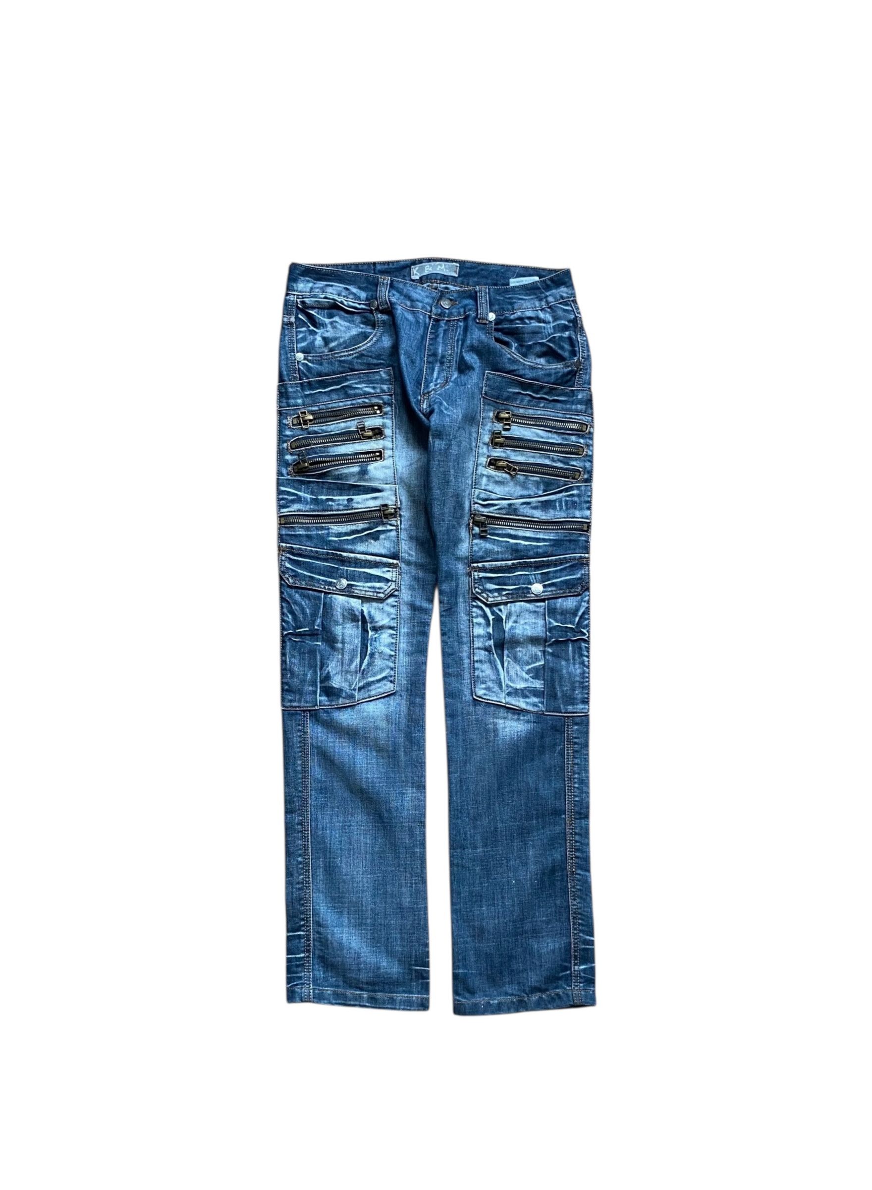 Vintage multizip drippy jeans Size US 32 / EU 48 - 1 Thumbnail