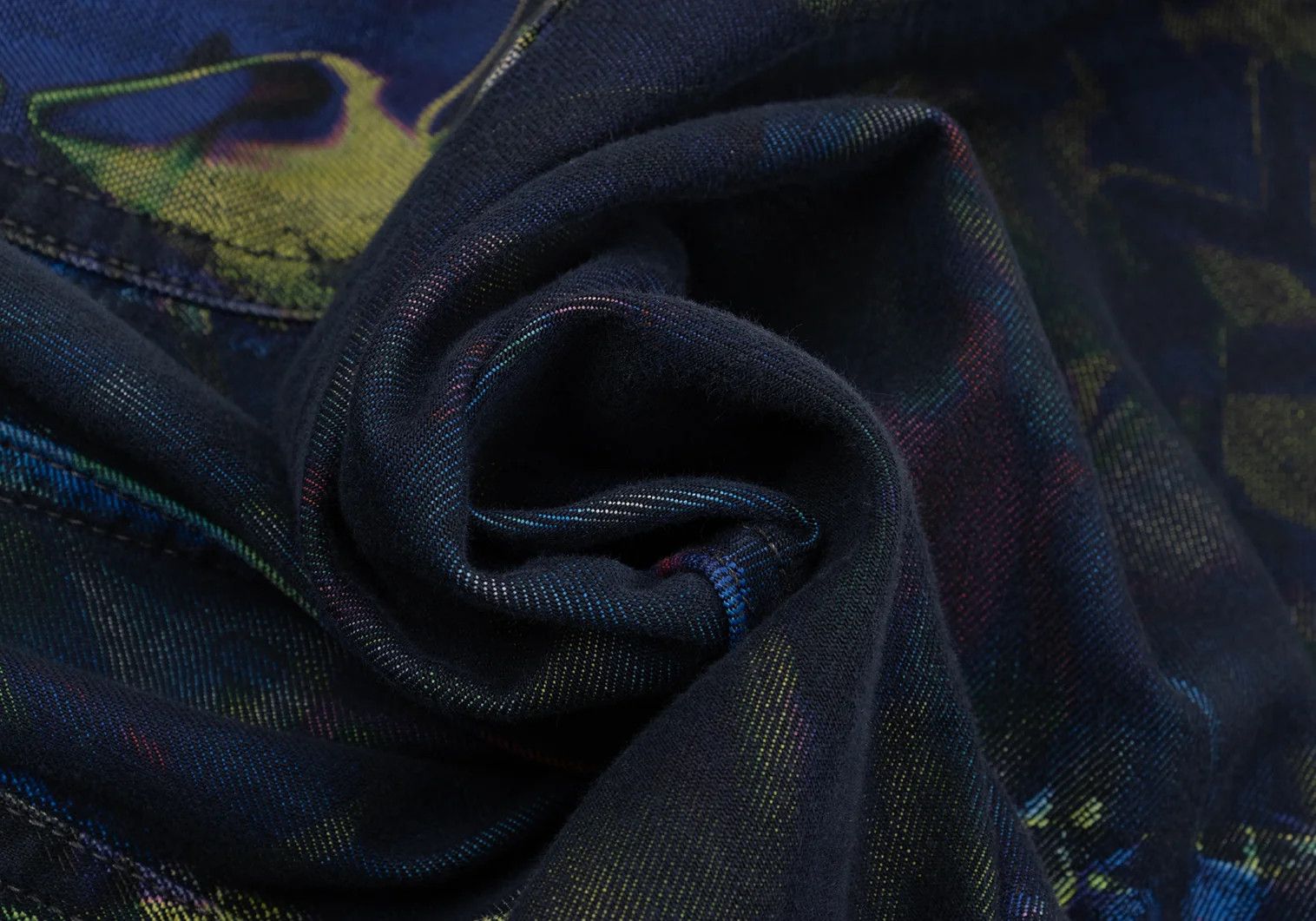 Issey Miyake Kaleidoscope Jacquard Washed Denim Pants in Blue Multi Size US 30 / EU 46 - 16 Thumbnail