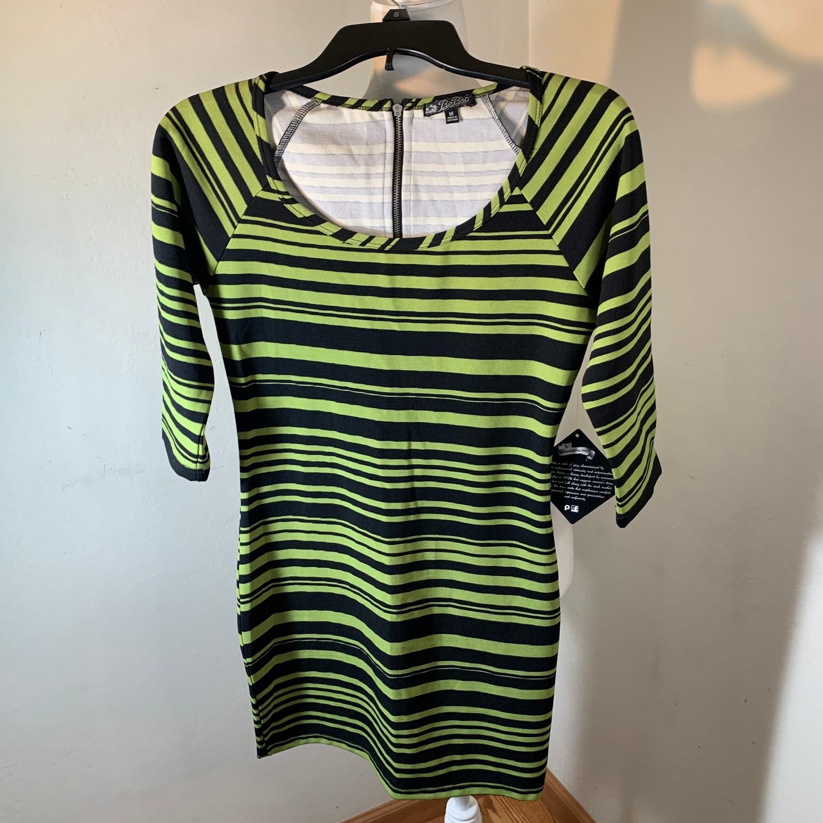 Other Bebop Women’s Dress Green Striped 3/4 Sleeve Dress Size M / US 6-8 / IT 42-44 - 10 Thumbnail