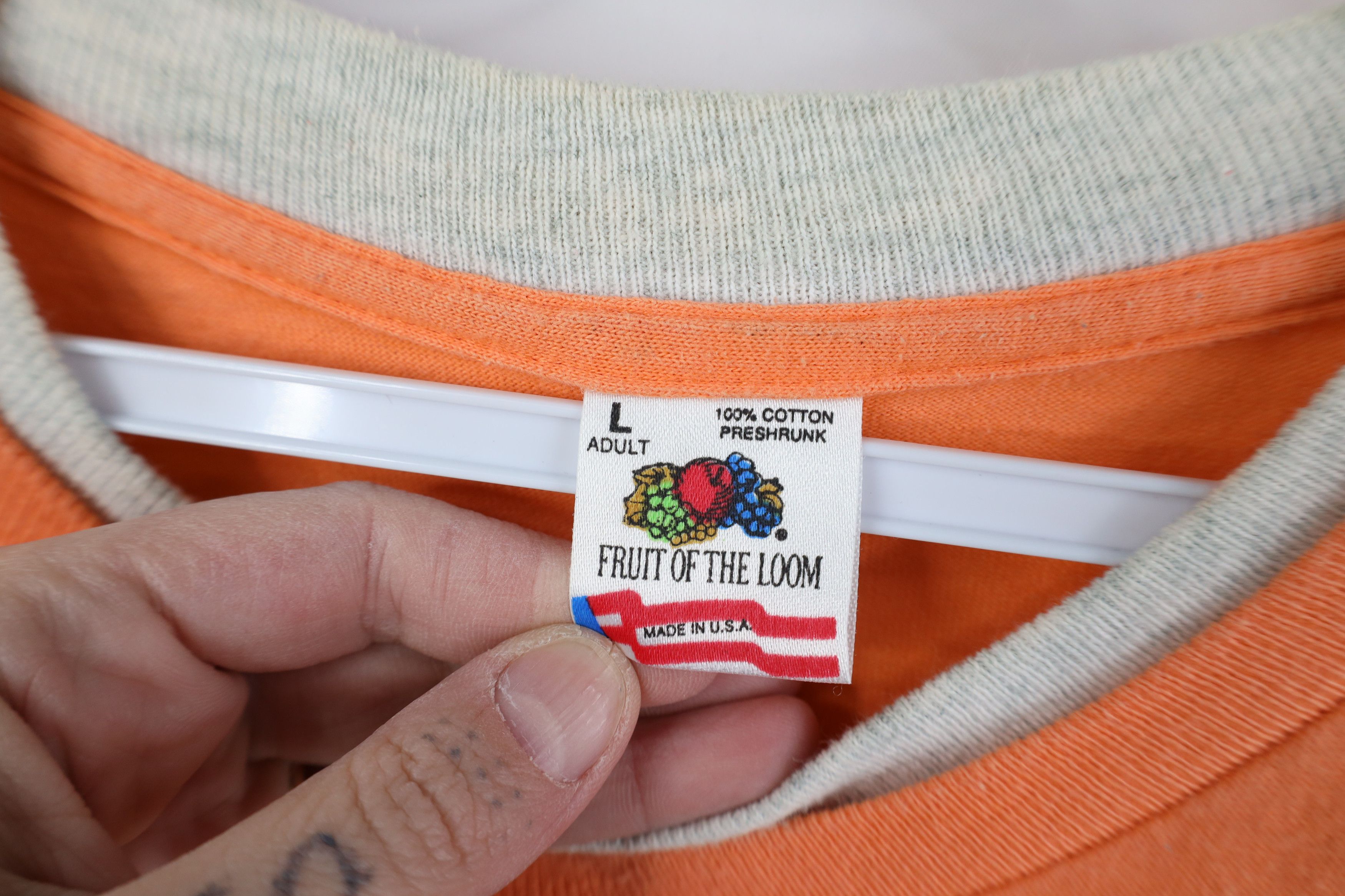Vintage Vintage 90s Streetwear Layered T-Shirt Orange Cotton USA Size US L / EU 52-54 / 3 - 8 Thumbnail
