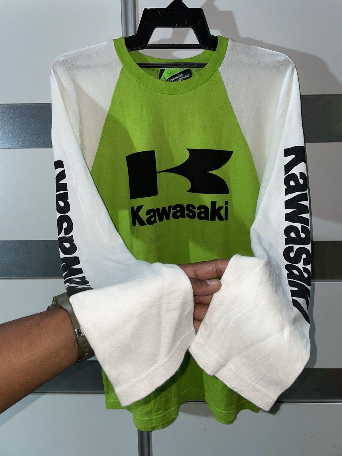 Japanese Brand × Vintage Vintage japan Kawasaki Motor Longsleeve outdoor scrambler Size US S / EU 44-46 / 1 - 3 Thumbnail