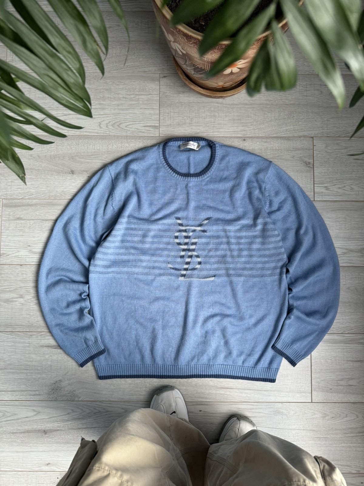 Vintage × Yves Saint Laurent Vintage Sweater YSL Yves Saint Lauren Big Centre Logo Size US XXL / EU 58 / 5 - 1 Thumbnail