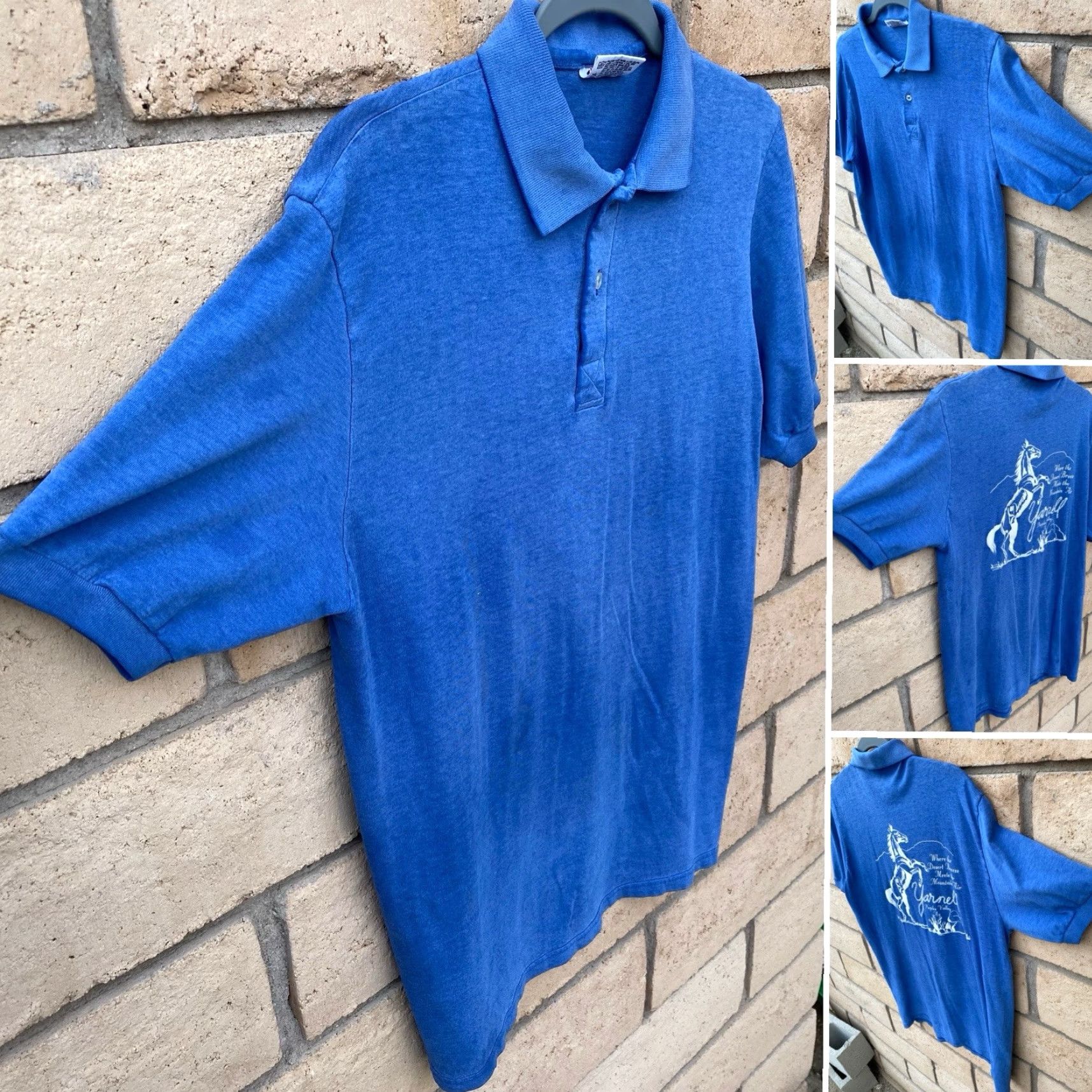 Vintage VINTAGE Stedman Polo Shirt Graphic Western Cowboy Horse L Men’s Blue Cotton Blend Size L Size US L / EU 52-54 / 3 - 2 Thumbnail