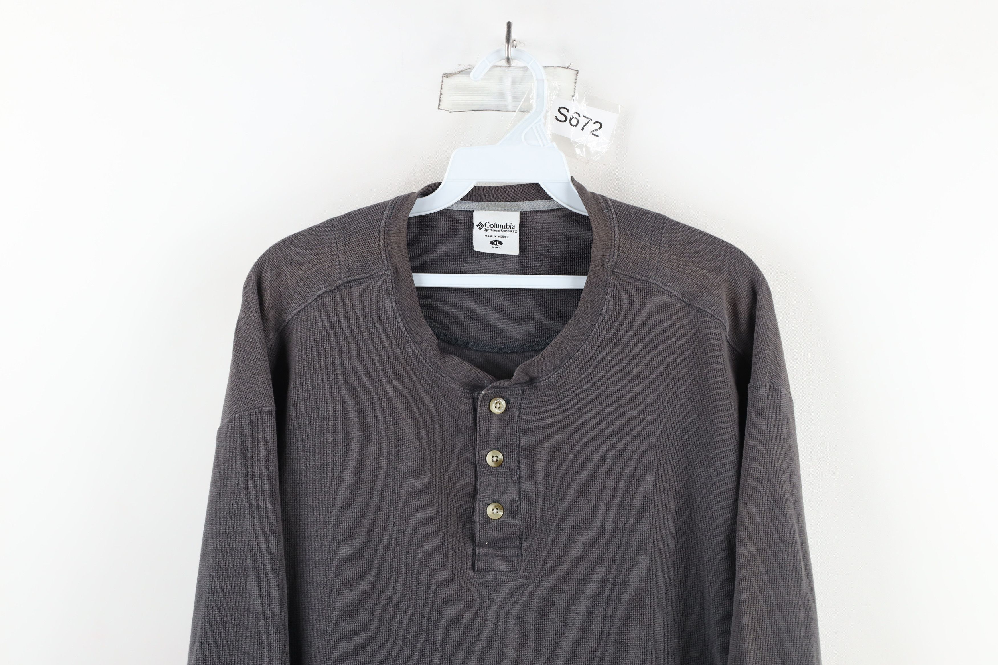 Columbia × Vintage Vintage Columbia Out Thermal Waffle Knit Henley T-Shirt Gray Size US XL / EU 56 / 4 - 2 Thumbnail