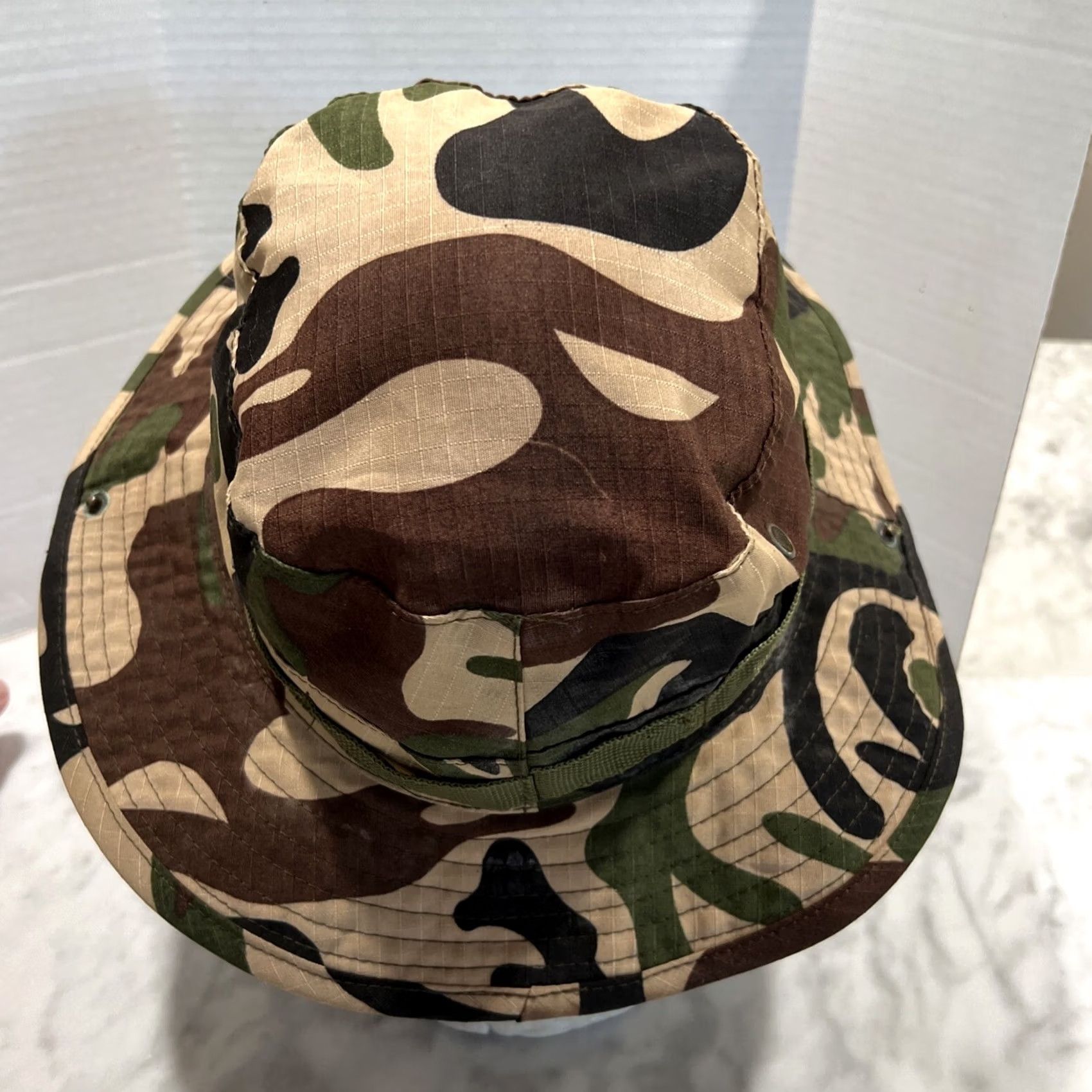 Vintage VINTAGE Military Boonie Bucket Hat Rip stop Camouflage Snaps Chin Strap Size ONE SIZE - 4 Thumbnail