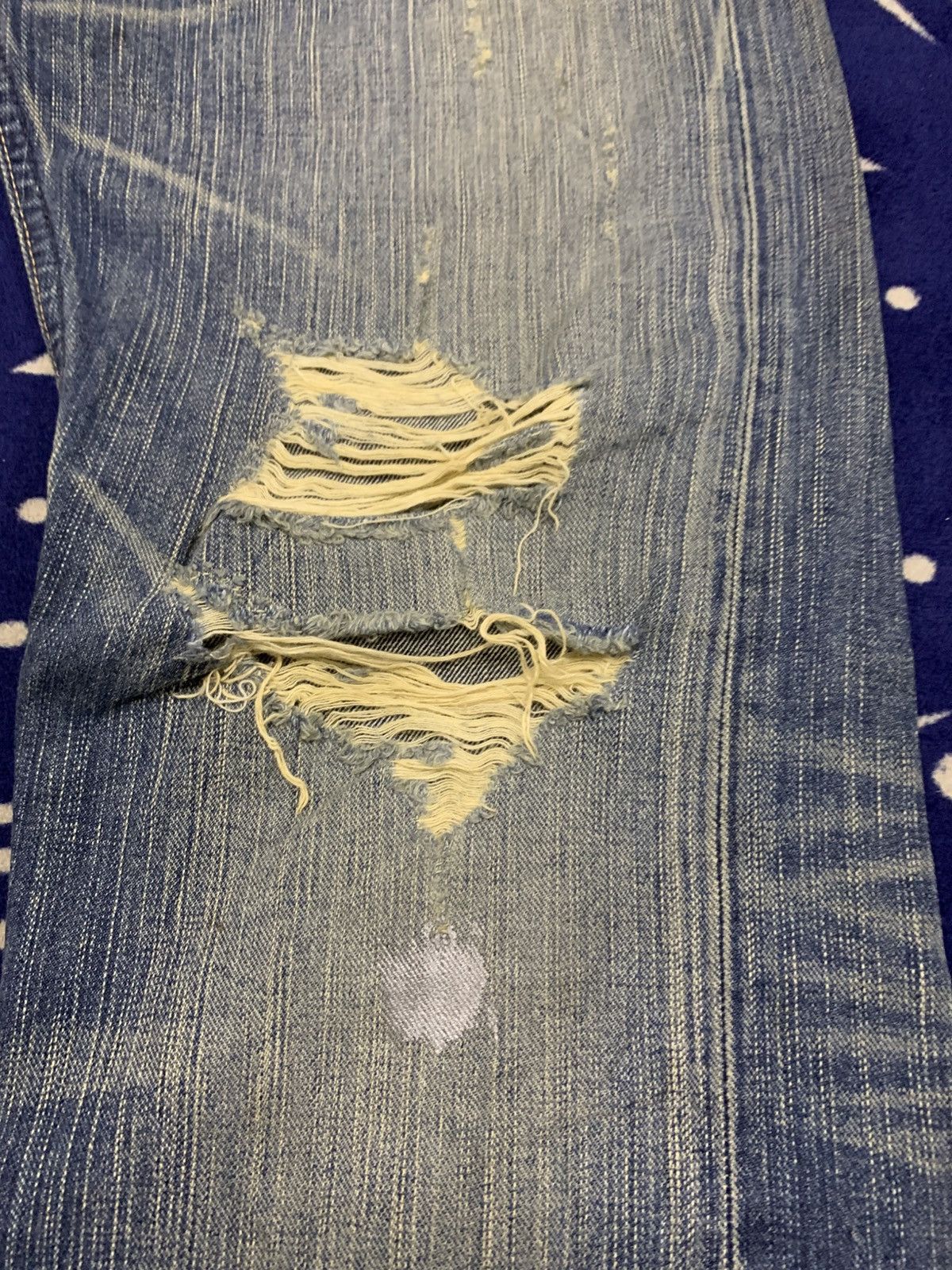 Edwin Vtg EDWIN Blue Trip 503 Distressed Painted Jeans Size US 32 / EU 48 - 8 Thumbnail