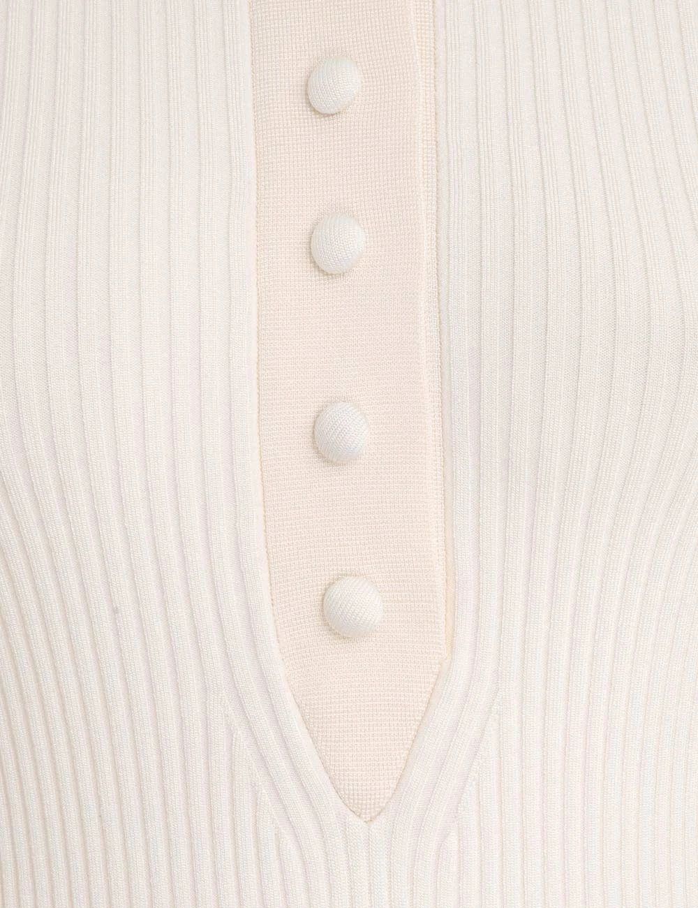 Zimmermann oc11z0425 Knit Polo Shirt in Ivory Size XL / US 12-14 / IT 48-50 - 6 Thumbnail