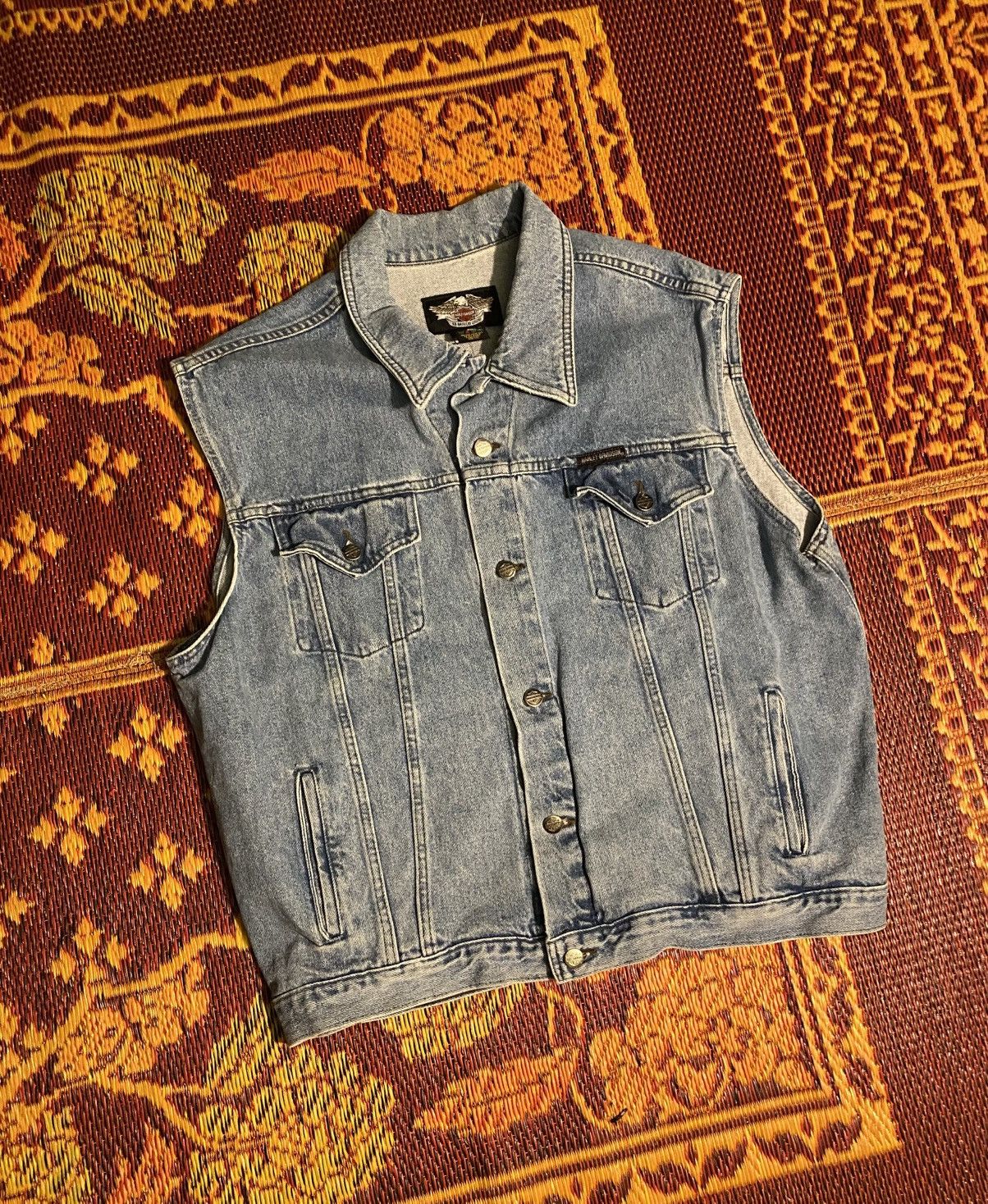 Harley Davidson Vintage 90s Harley Davidson Embroidered Denim Vest Size US XL / EU 56 / 4 - 1 Thumbnail