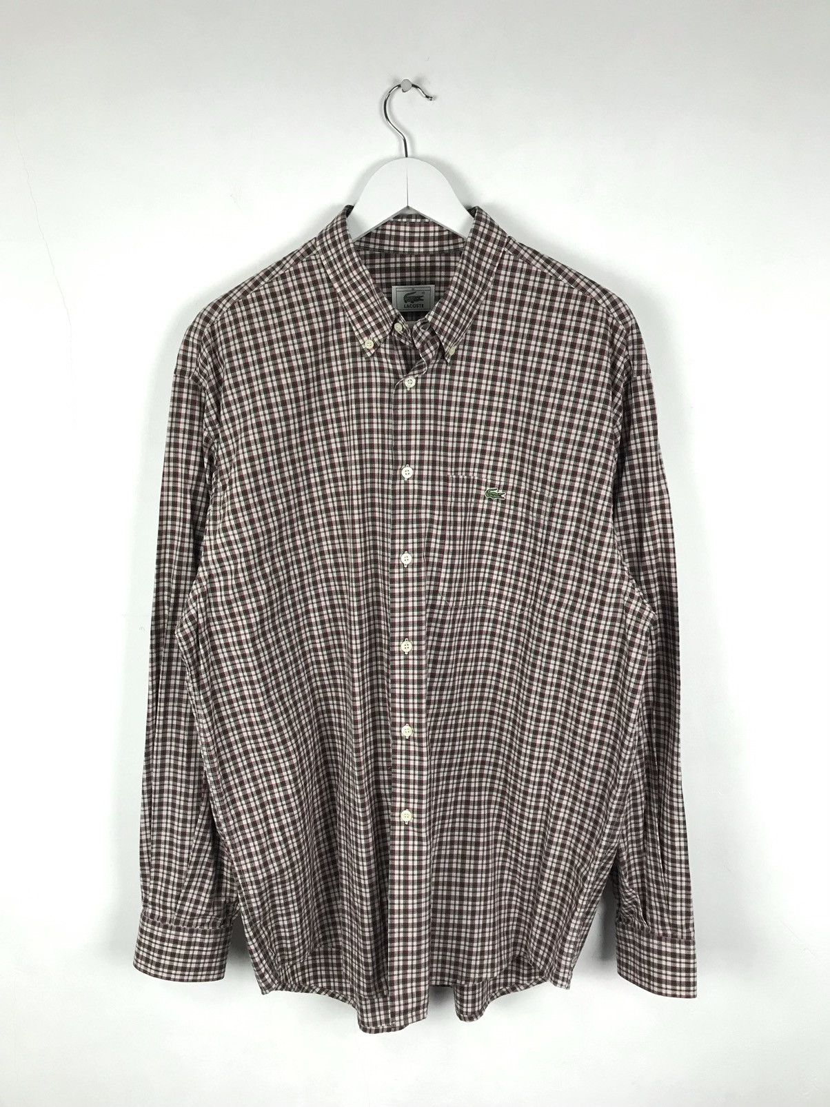 Lacoste Men’s XL/54,Locoste Classic Casual Small Plaid Cotton Shirt Size US XL / EU 56 / 4 - 1 Thumbnail
