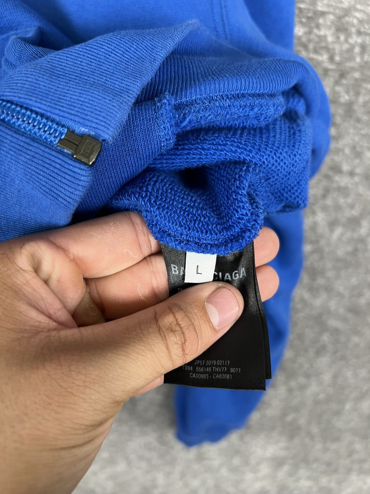 Balenciaga Balenciaga Men’s Blue Zip Up Small Logo Hoodie Size US L / EU 52-54 / 3 - 6 Thumbnail