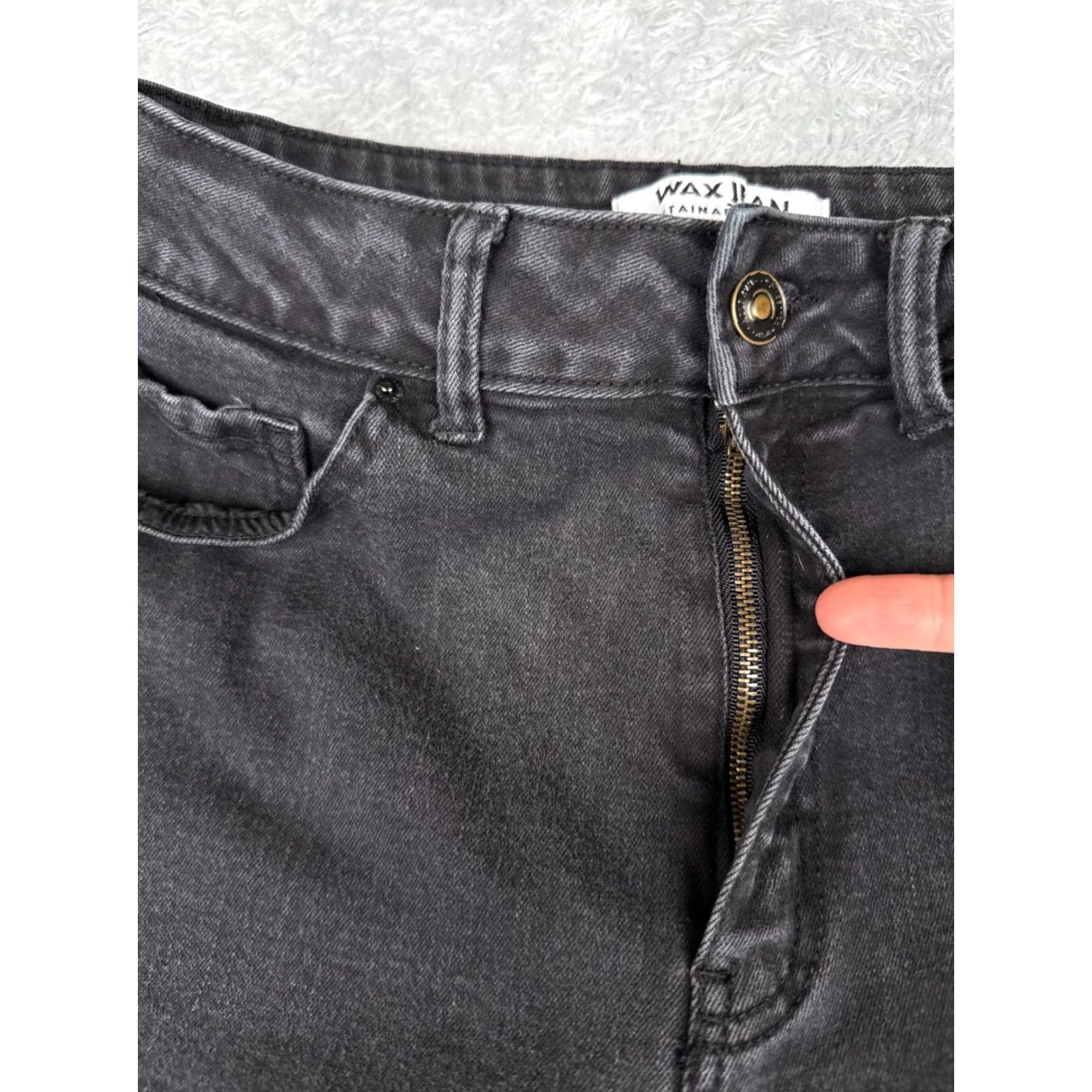 Vintage Wax Jeans Jeans Flared 27x27 Black Denim Juniors 9 High Rise Distressed Cotton Blend Pocket 5-Pocket Womens Mens Girls Size 30" / US 8 / IT 44 - 5 Thumbnail