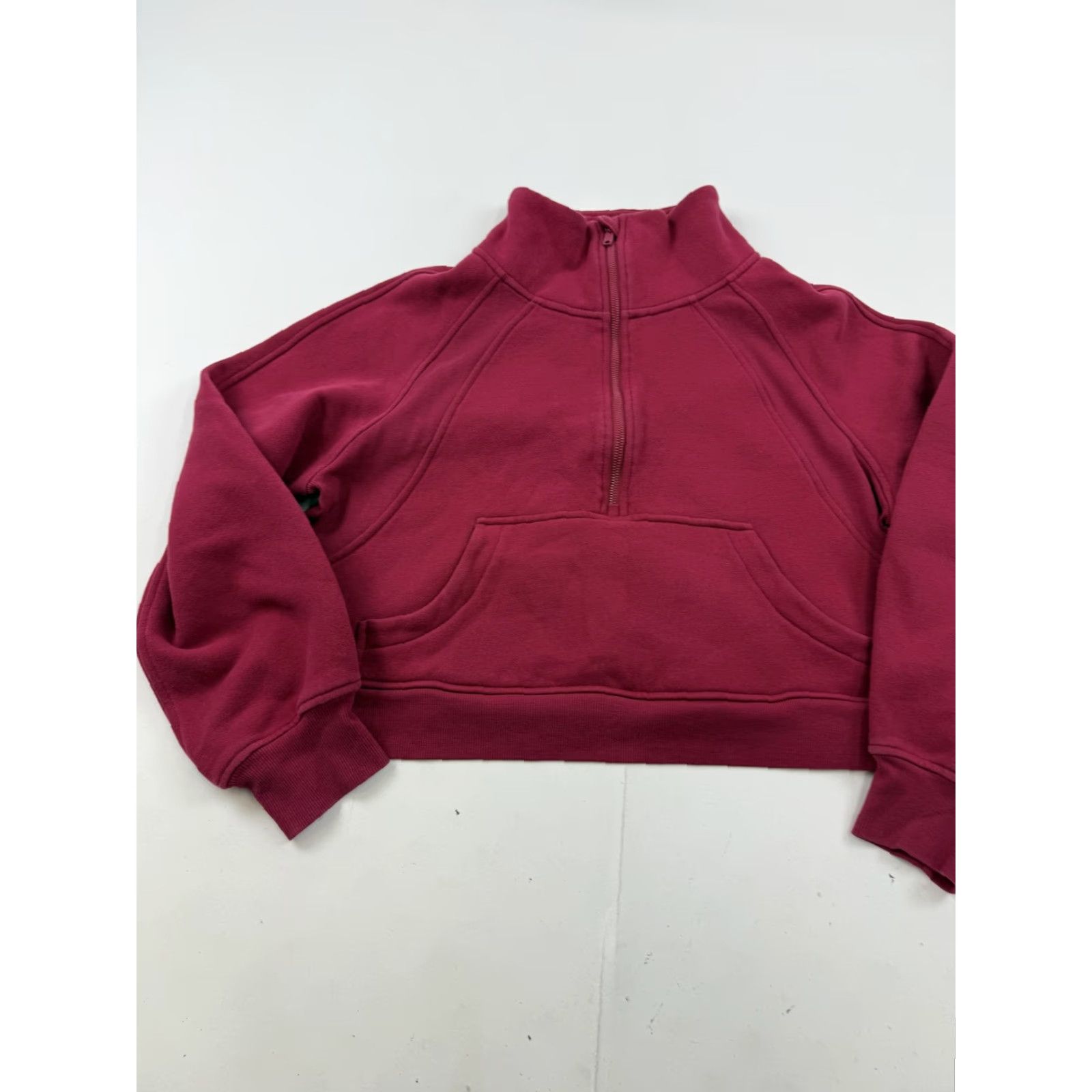 Vintage CRZ YOGA Sweatshirt Womens S Red Fleece 1/2 Zip Mock Neck Cropped Pullover Size S / US 4 / IT 40 - 2 Thumbnail