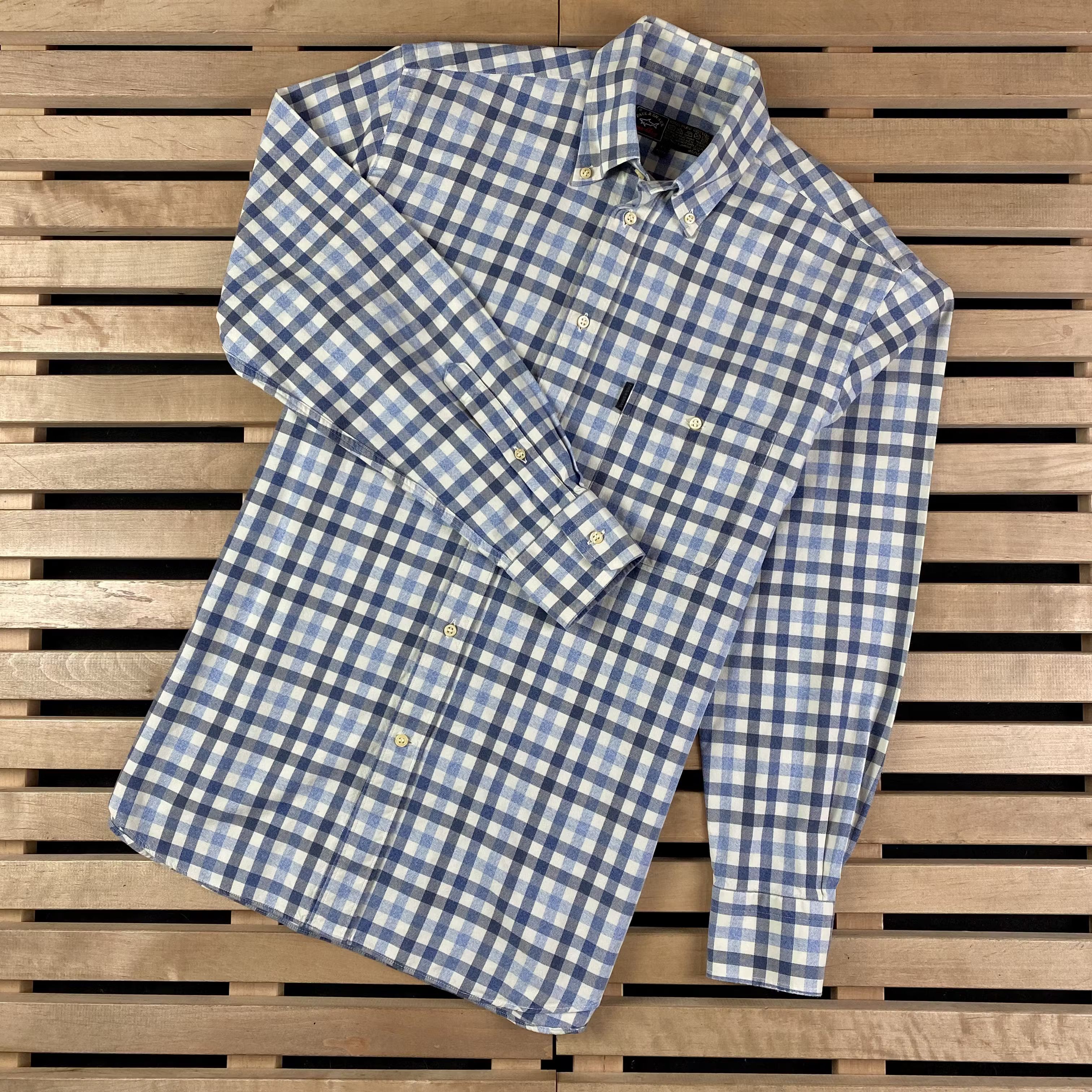 Paul & Shark Mens Long Sleeve Plaid Shirts Paul & Shark Size 40 Cotton Size US M / EU 48-50 / 2 - 1 Thumbnail