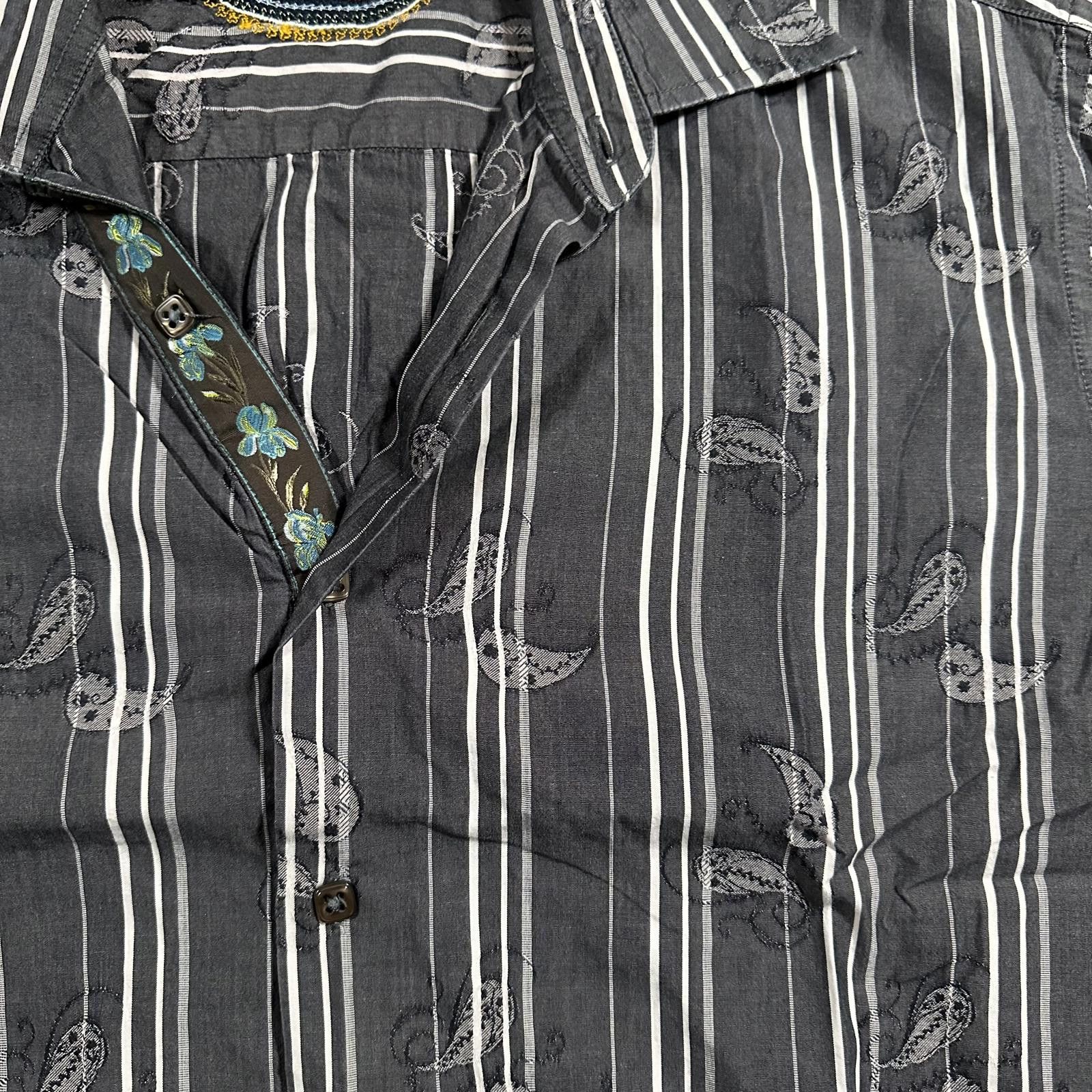 Unknown London International Laundry Mens Dress Shirt Black Striped Paisley Size US L / EU 52-54 / 3 - 3 Thumbnail