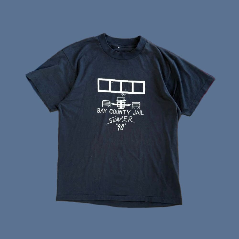Vintage VINTAGE Bay County Jail Summer 1990 T-Shirt Size M Single Stitch Funny Shirt Mens Black 90s Size US M / EU 48-50 / 2 - 1 Thumbnail