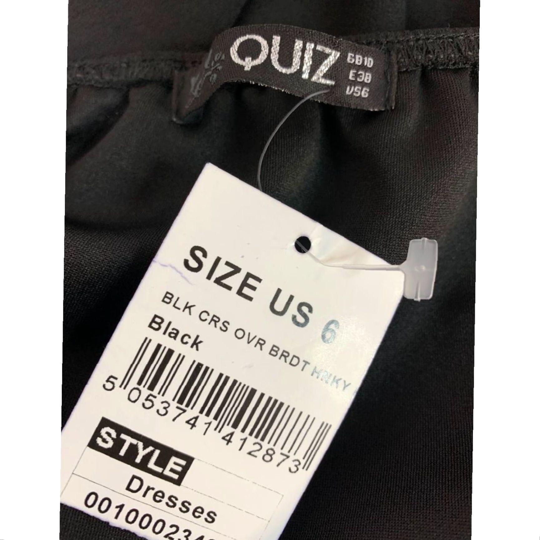 Vintage Quiz Dress Off Shoulder Hanky Hem Drape Black Size 6 Midi Women Size M / US 6-8 / IT 42-44 - 7 Thumbnail
