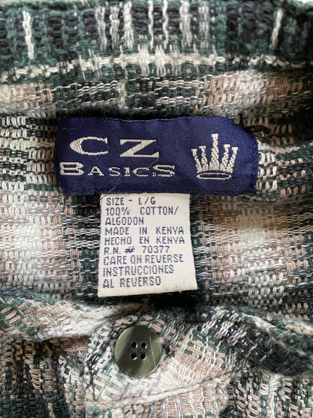 Vintage Vintage 90’s CZ Basics Standing Collar Woven Plaid Button Up Size US L / EU 52-54 / 3 - 7 Thumbnail