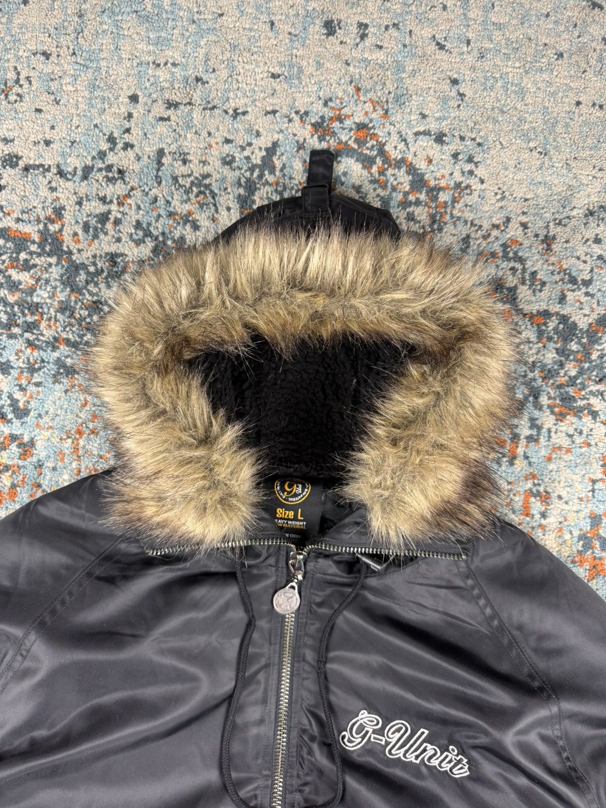 Vintage Y2k G Unit fur hood flight jacket insulated 50 cent