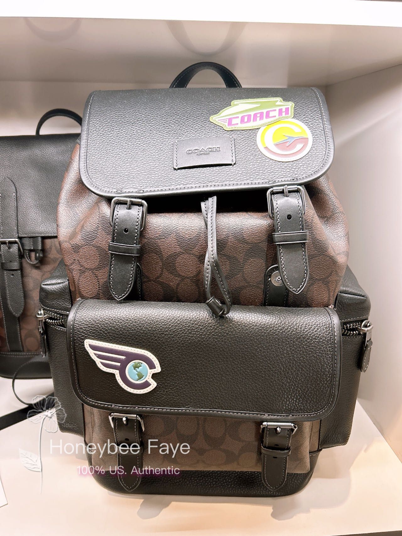image of Coach Sprint Backpack In Signature Canvas With Travel Patches in Mahogany, Men's