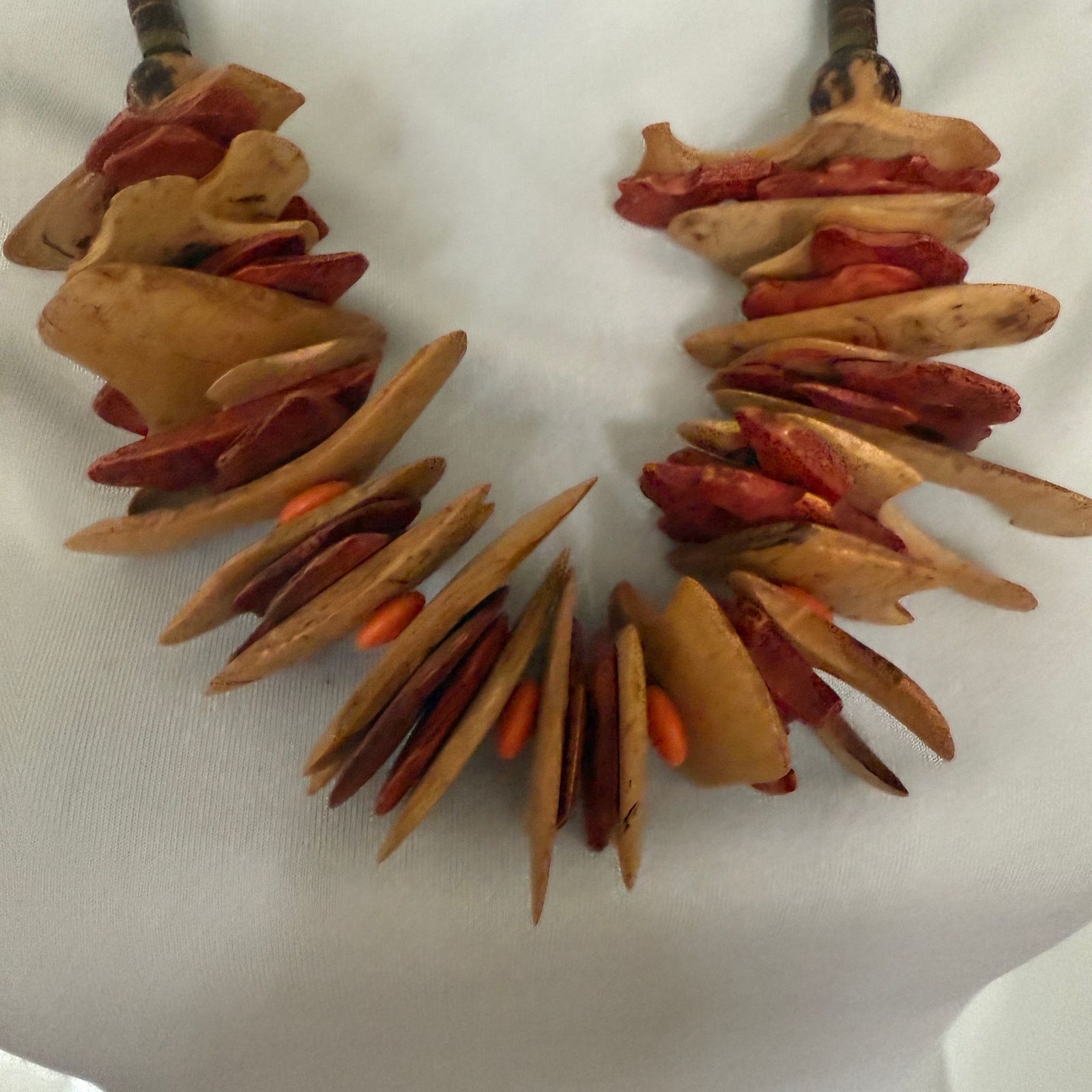 Vintage Vintage 80s Wood Abstract Statement Festival Necklace Boho Size ONE SIZE - 6 Thumbnail