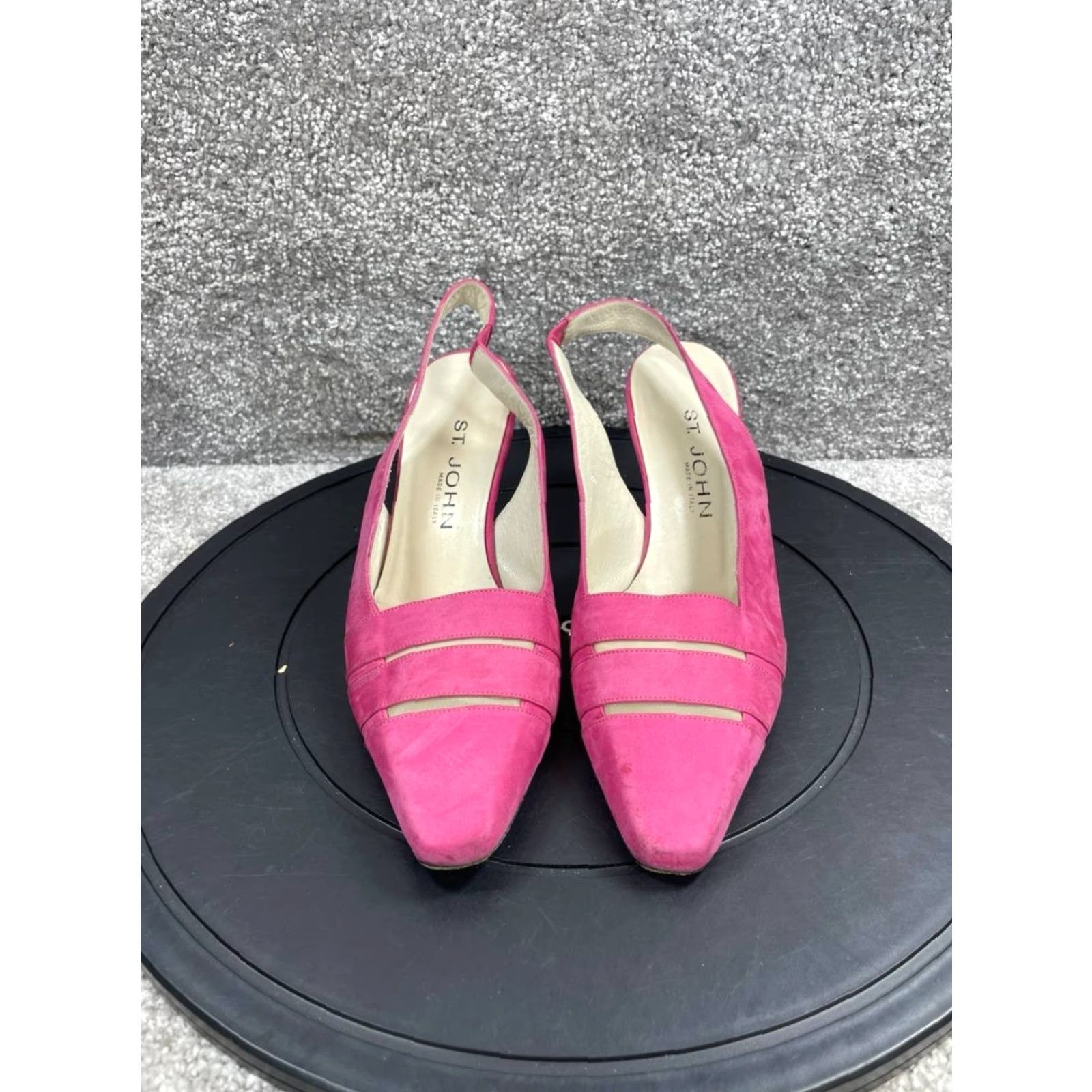 St. John ST. John Womens Slingback Heel Pink Suede Almond Toe 9 Stiletto Mid Heel Size 9 Pink Women Shoes Size US 9 / IT 39 - 4 Thumbnail