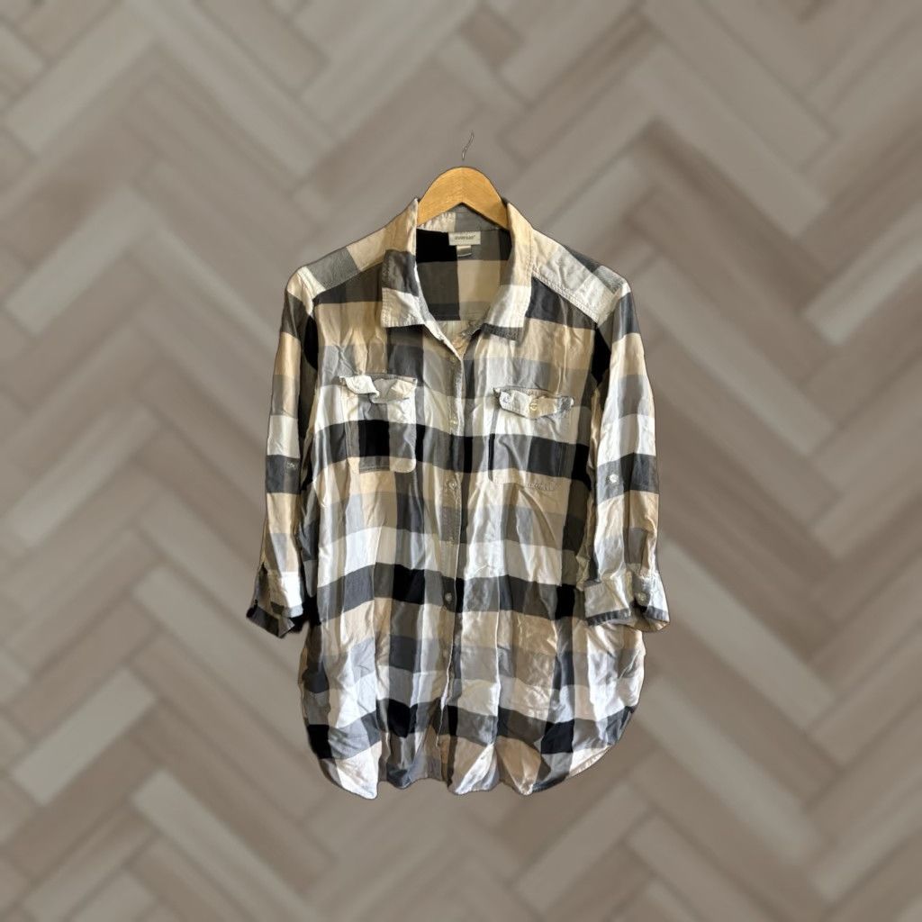 Avenue Avenue Womens Button-Up Plaid Checkered 3/4 Sleeve Shirt Plus Size 22/24 Multicolor Shirt Womens Size 3XL / US 20-22 - 1 Thumbnail