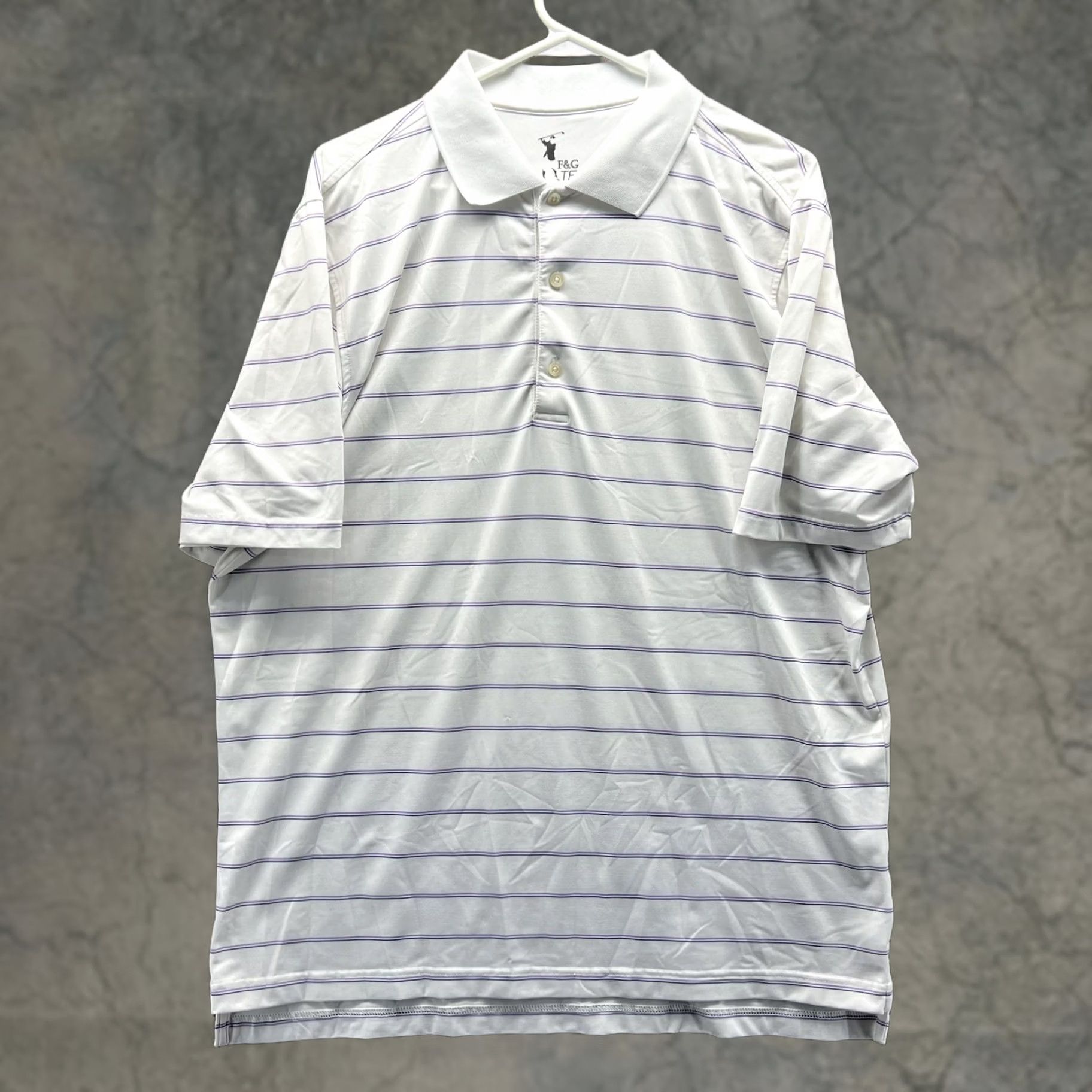 Vintage F&G Tech Polo Shirt Mens L White Stripe Golf Performance Short Sleeve Casual Size US L / EU 52-54 / 3 - 1 Thumbnail