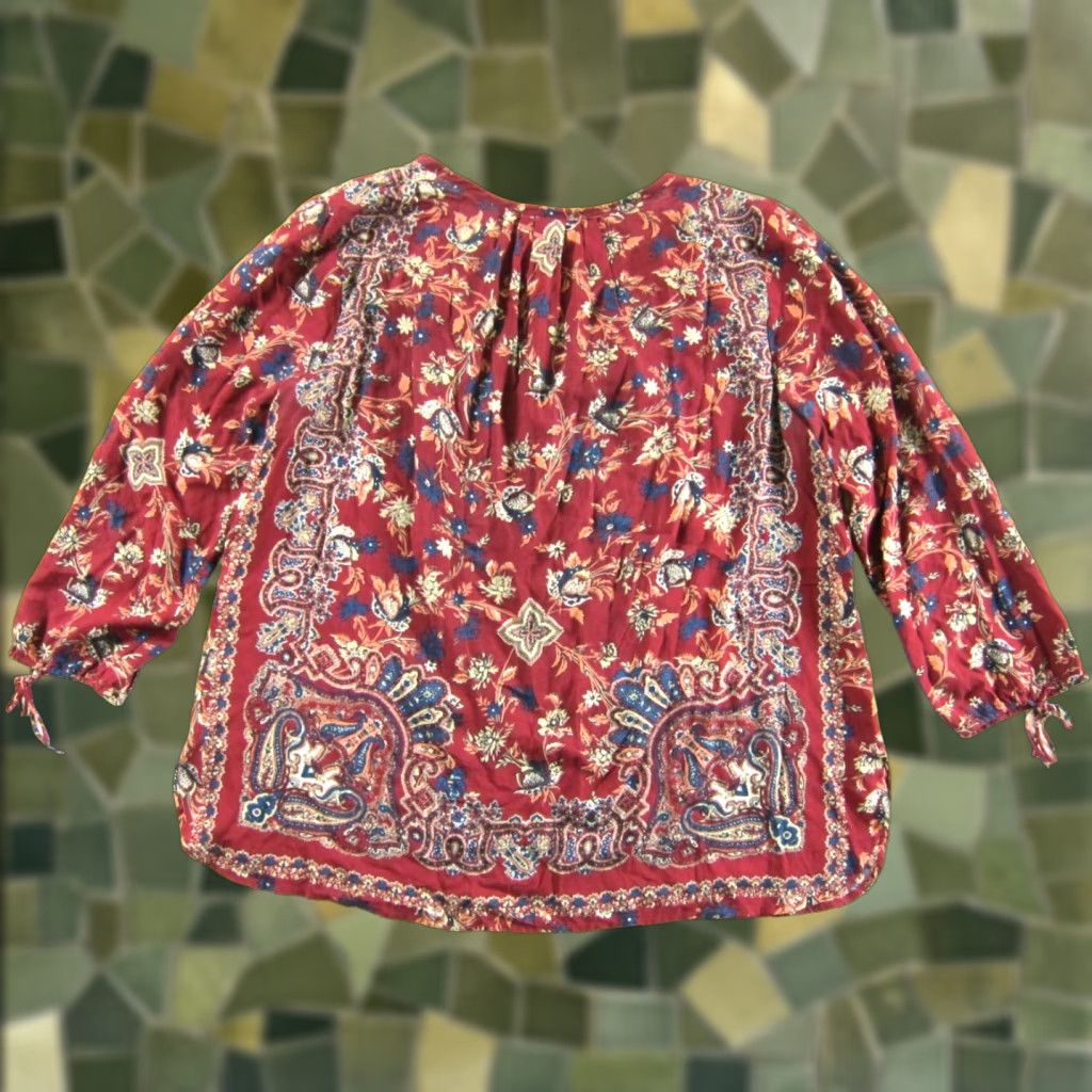 Lucky Brand Lucky Brand Blouse M Adult Women Floral 3/4 Sleeve Tunic Red Rayon Bohemian Style 90s? (note: avoid extra info) Size M / US 6-8 / IT 42-44 - 1 Thumbnail