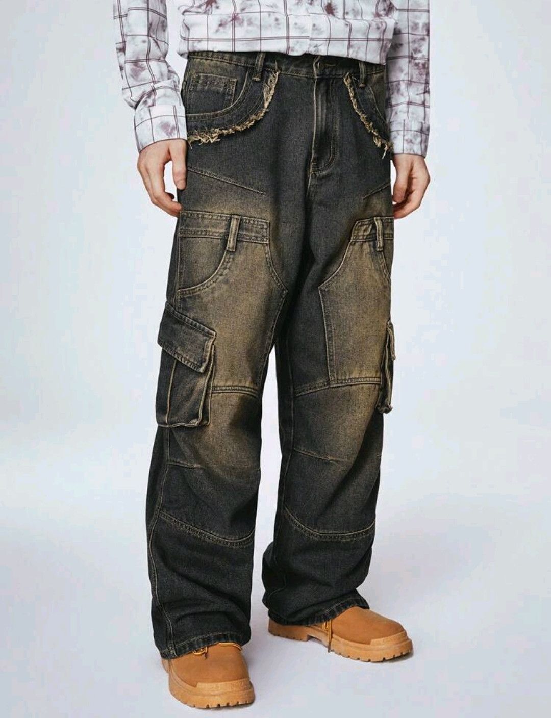 Japanese Brand × Vintage Grunge Baggy Patch Slap Pocket Baggy Loose Jeans Size US 32 / EU 48 - 5 Thumbnail