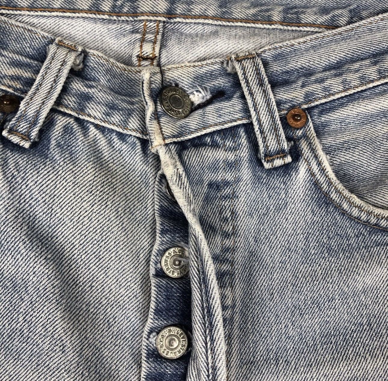 Levi's × Ojardorf × Vuja De Vintage 80s Levis 501 light blue wash selvedge redline Size US 29 - 6 Thumbnail