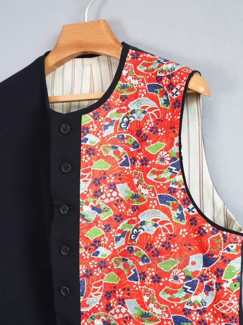 Yohji Yamamoto Yohji Yamamoto 95AW patterned washi paper vest with stripe Size US M / EU 48-50 / 2 - 2 Thumbnail