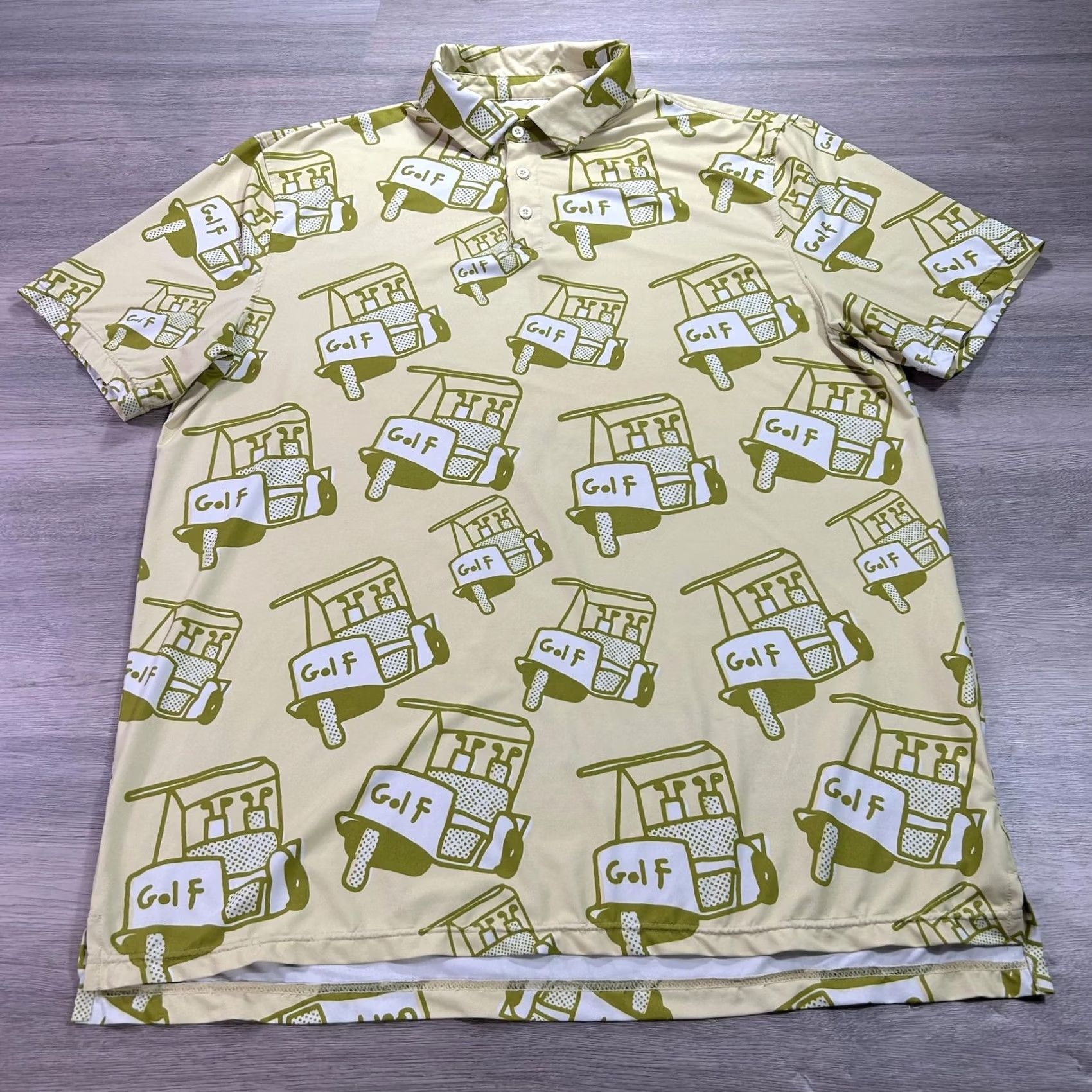 Vintage Sosik Polo Shirt Mens 2XL Yellow Golf All Over Print Performance Stretch Shirt Size US XXL / EU 58 / 5 - 2 Thumbnail