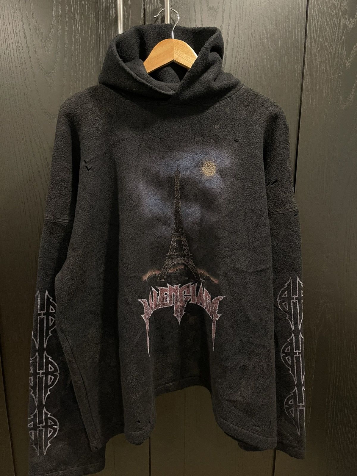 Balenciaga Balenciaga Paris Fleece Hoodie Size US S / EU 44-46 / 1 - 1 Thumbnail
