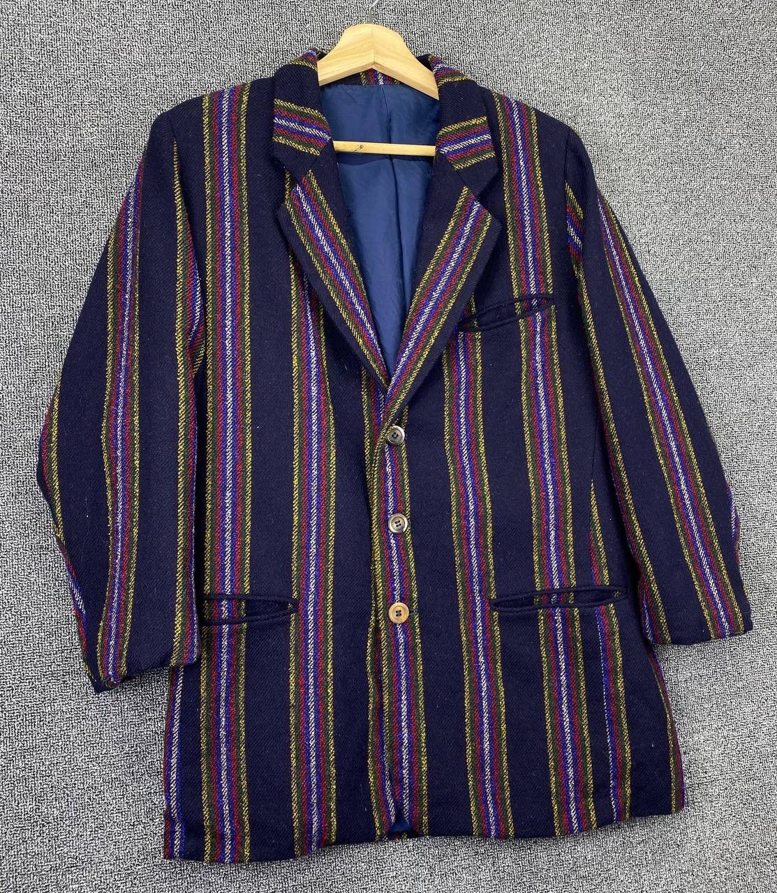 Kenzo × Vintage Vintage Kenzo Stripes Multicolour Knit’s Coats Wool Jacket Size US M / EU 48-50 / 2 - 2 Thumbnail