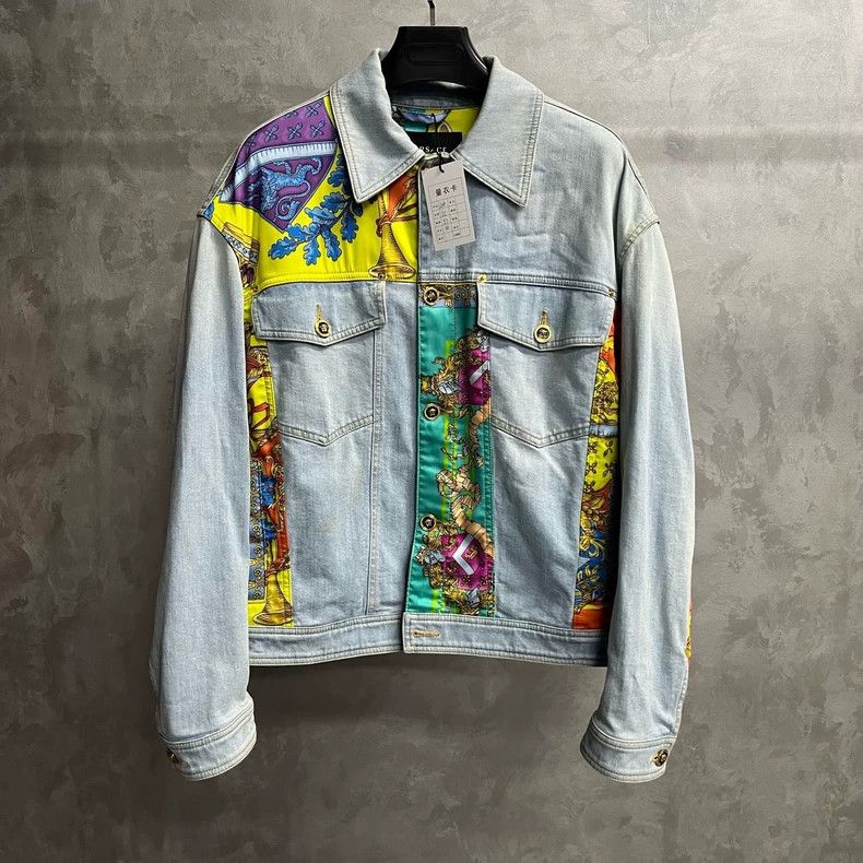 Versace Versace Blue panelled floral print single-breasted lapel d Size L / US 10 / IT 46 - 1 Thumbnail