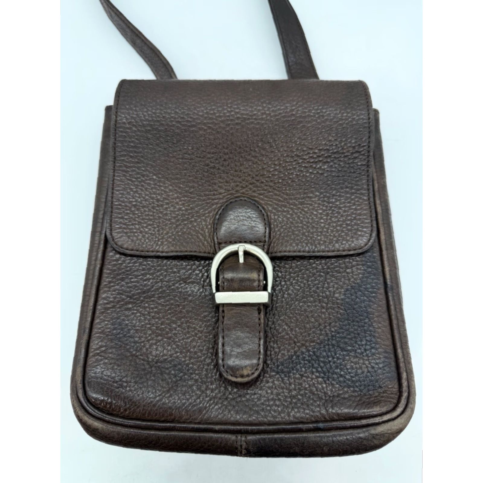 Eddie Bauer Eddie Bauer Brown Pebbled Leather Organizer Crossbody Purse Adj Strap Two Sided Crossbody Womens ADULT? Size ONE SIZE - 5 Thumbnail