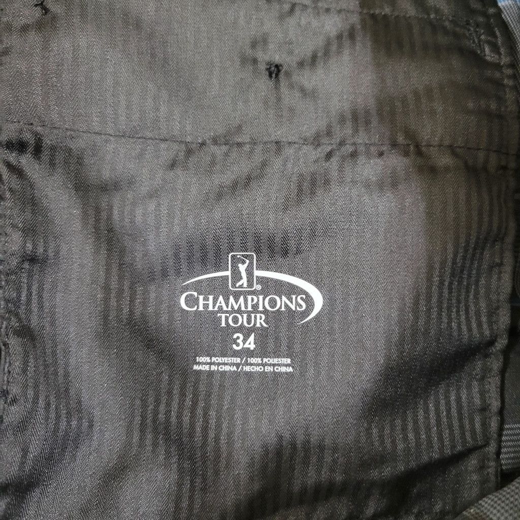 Other Champion Tour Men's Gray Black Plaid 100% Polyester Size US 34 / EU 50 - 6 Thumbnail