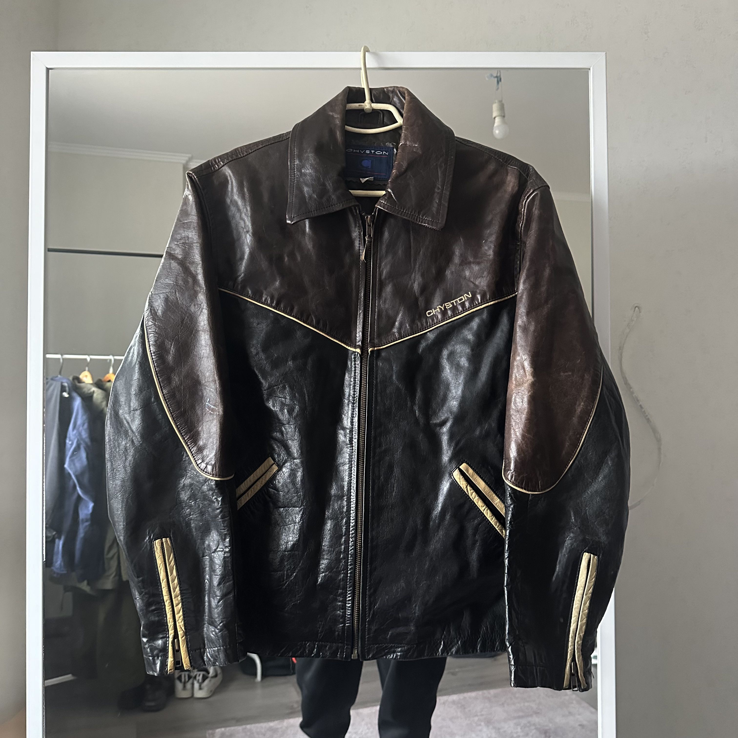Vintage CHYSTON Avant garde Genuine Leather Brown Vintage Jacket Size US L / EU 52-54 / 3 - 3 Thumbnail