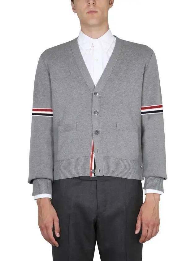 Cardigan With Milano Stitch And Arm Banding in Gray, Men's
