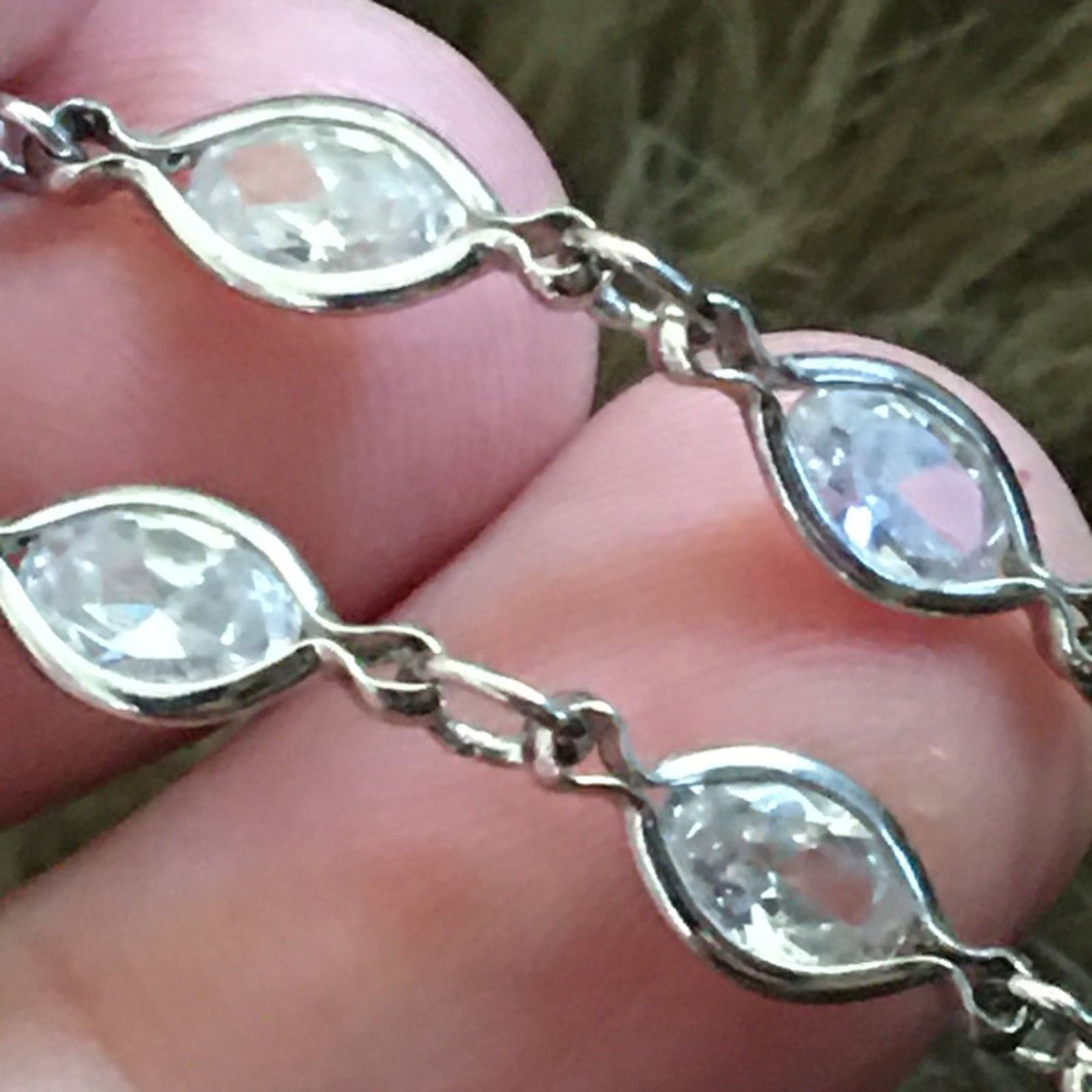 Jewelry Oval pavilion cut cz 925 sterling silver bracelet Size ONE SIZE - 6 Thumbnail