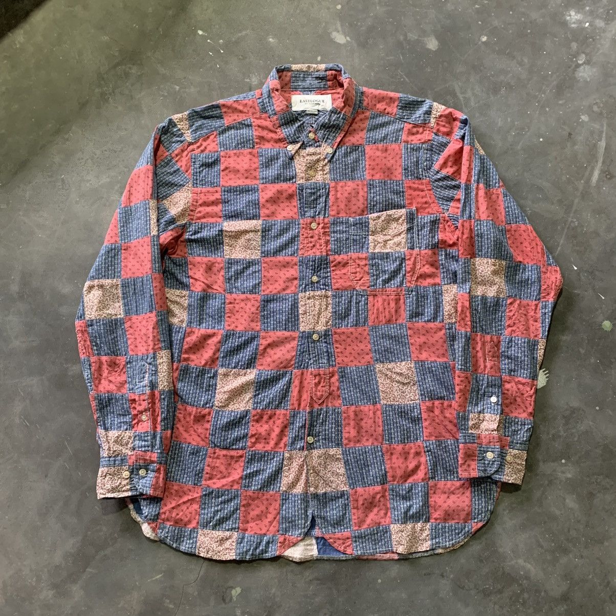 EASTLOGUE EASTLOGUE Red & Navy Patchwork Shirt Size US M / EU 48-50 / 2 - 1 Thumbnail