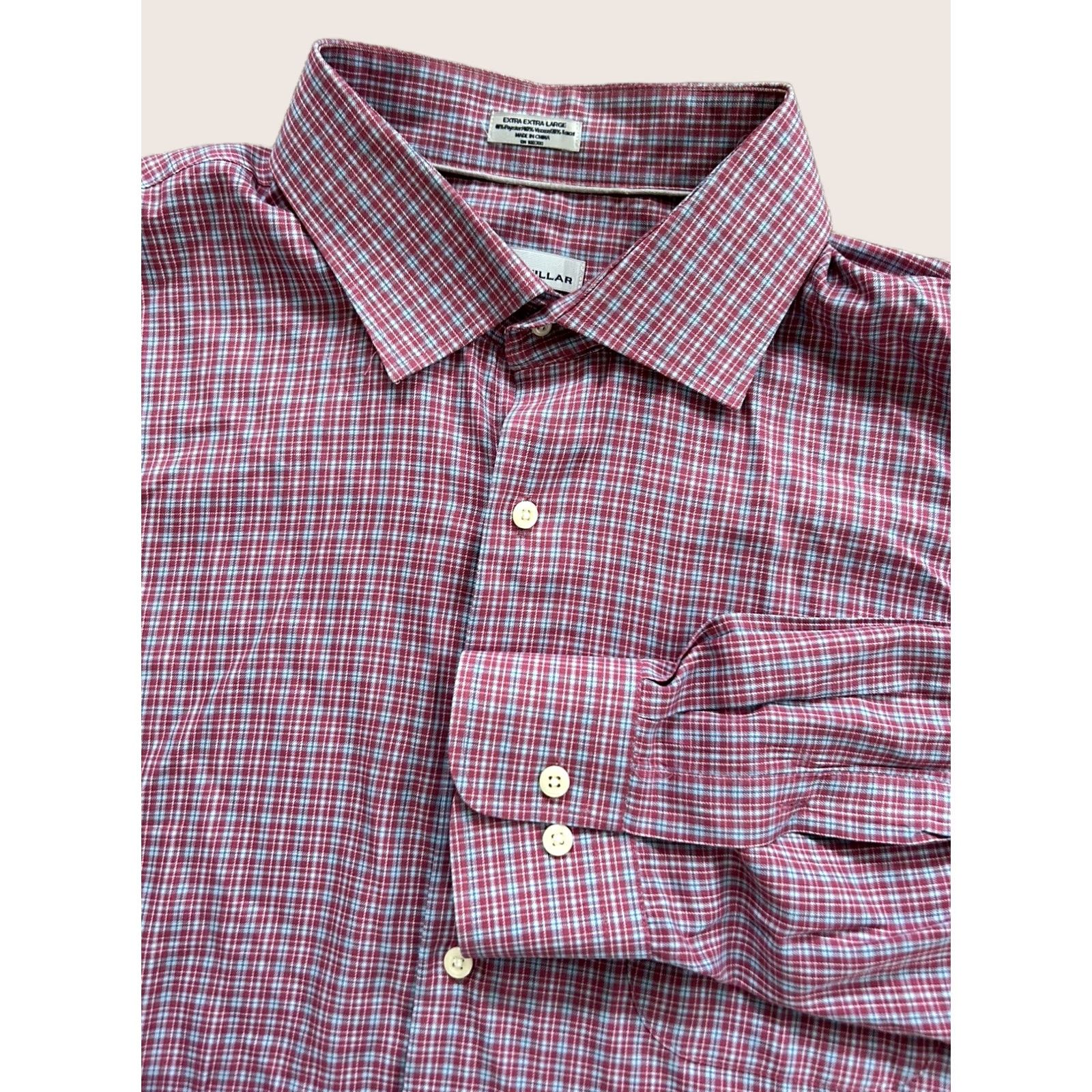 Peter Millar Peter Millar Button-Up Shirt Plaid Check Red 2XL Polyester Blend Long Sleeve Collared Button Front Size US XXL / EU 58 / 5 - 1 Thumbnail