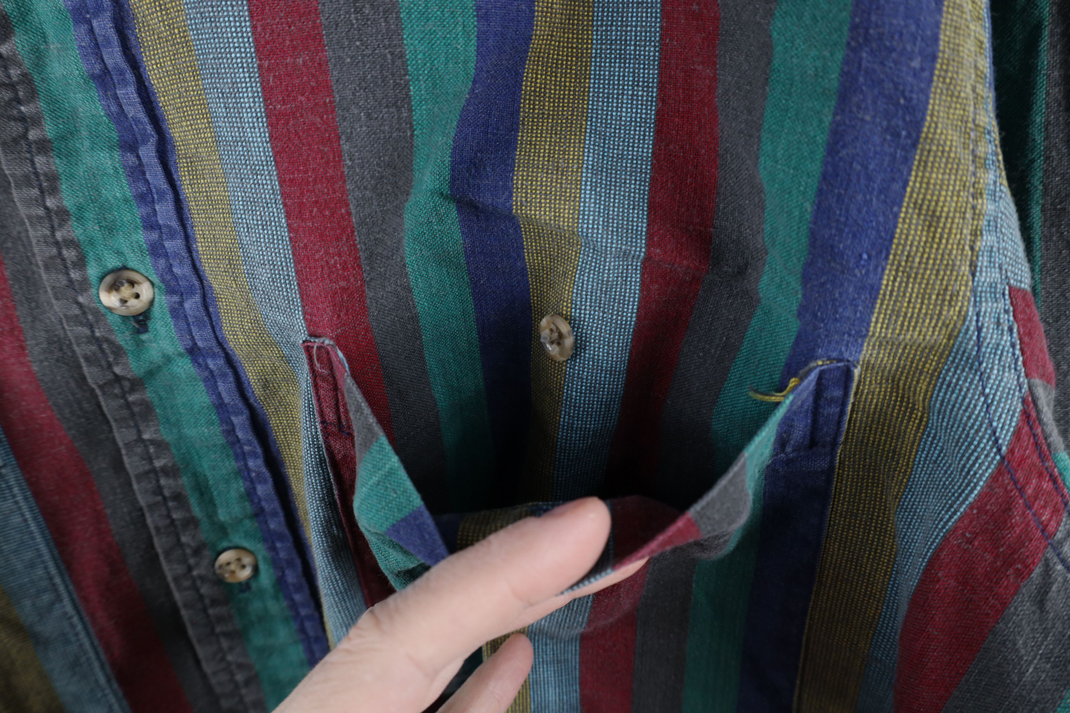 Vintage Vintage 90s Streetwear Rainbow Striped Button Down Shirt USA Size US XL / EU 56 / 4 - 6 Thumbnail
