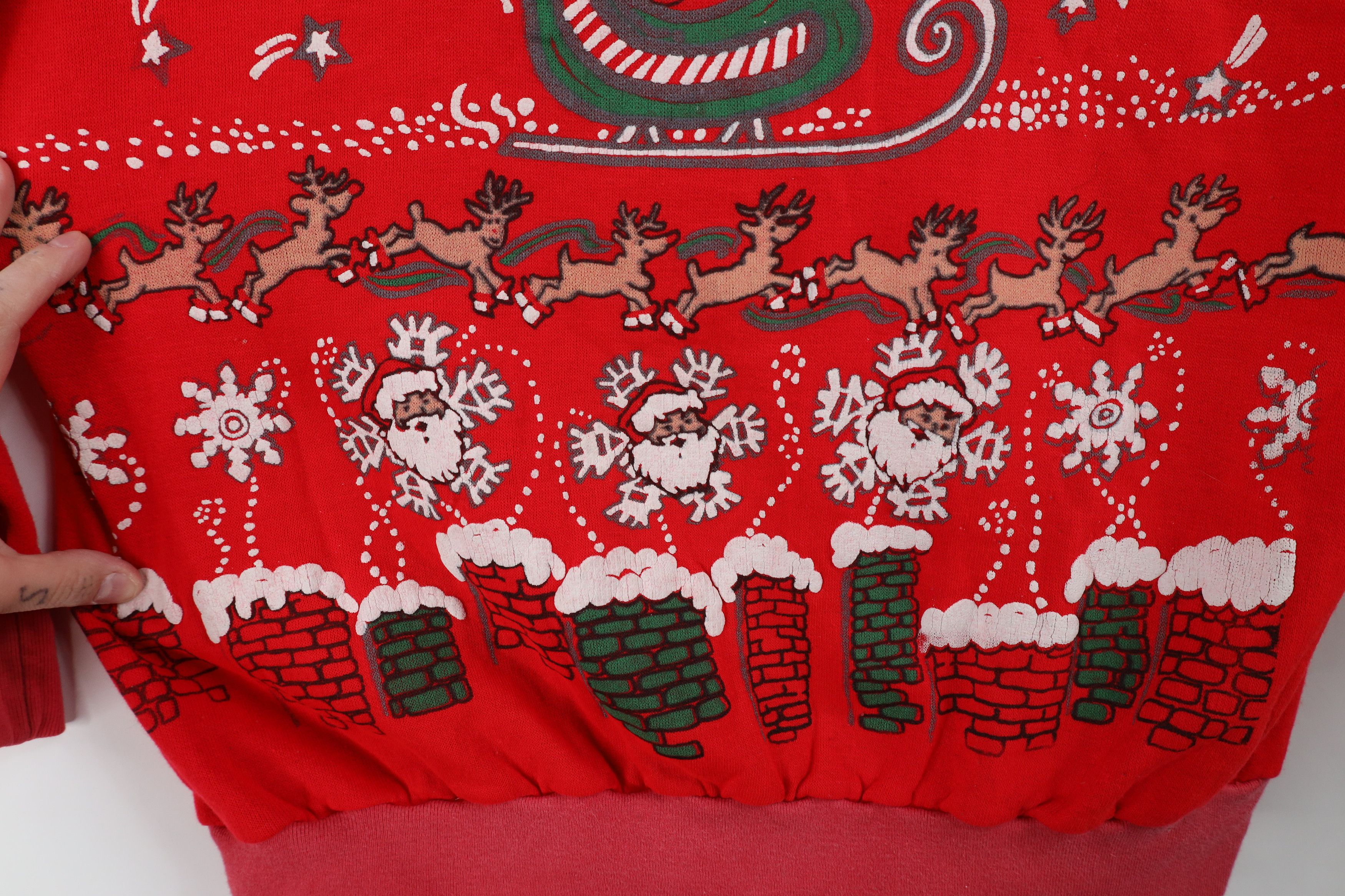 Vintage Vintage 90s Christmas Santa All Over Print Sweatshirt USA Size L / US 10 / IT 46 - 5 Thumbnail