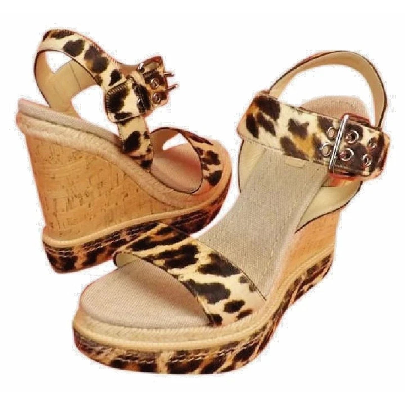 Miu Miu MIU MIU PRADA 5XZ09 LEOPARD PONY HAIR CORK SANDALS PUMPS 39 Size US 9 / IT 39 - 2 Thumbnail