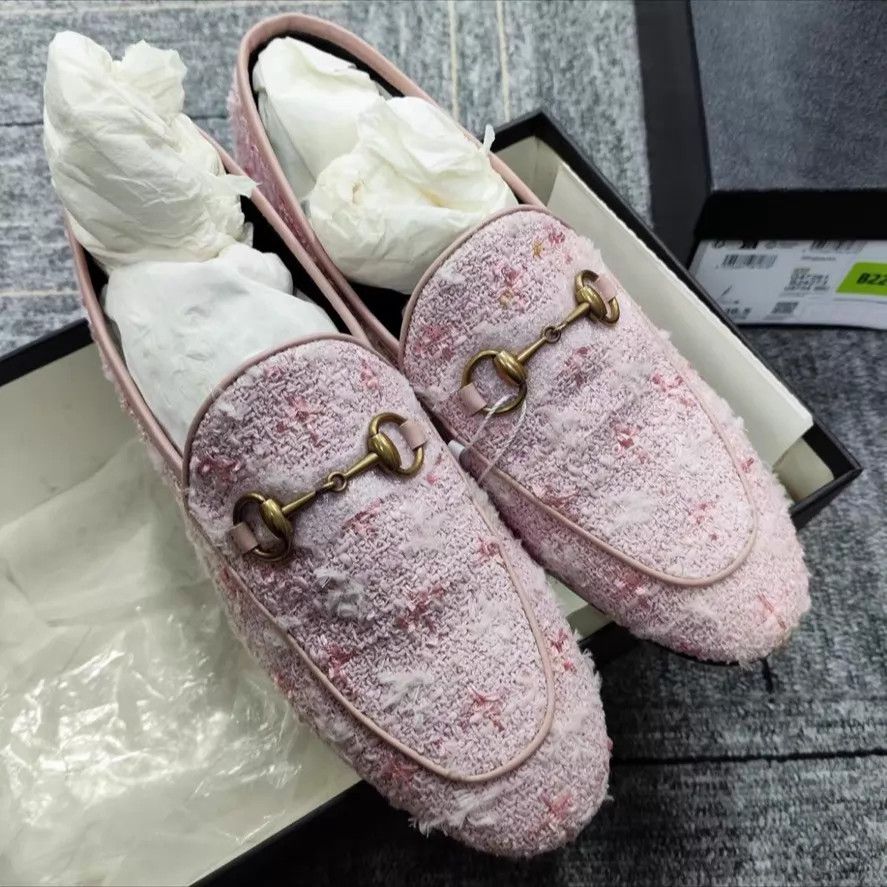Gucci Gucci pink tweed shoes 37.5 Size US 7 / IT 37 - 1 Thumbnail